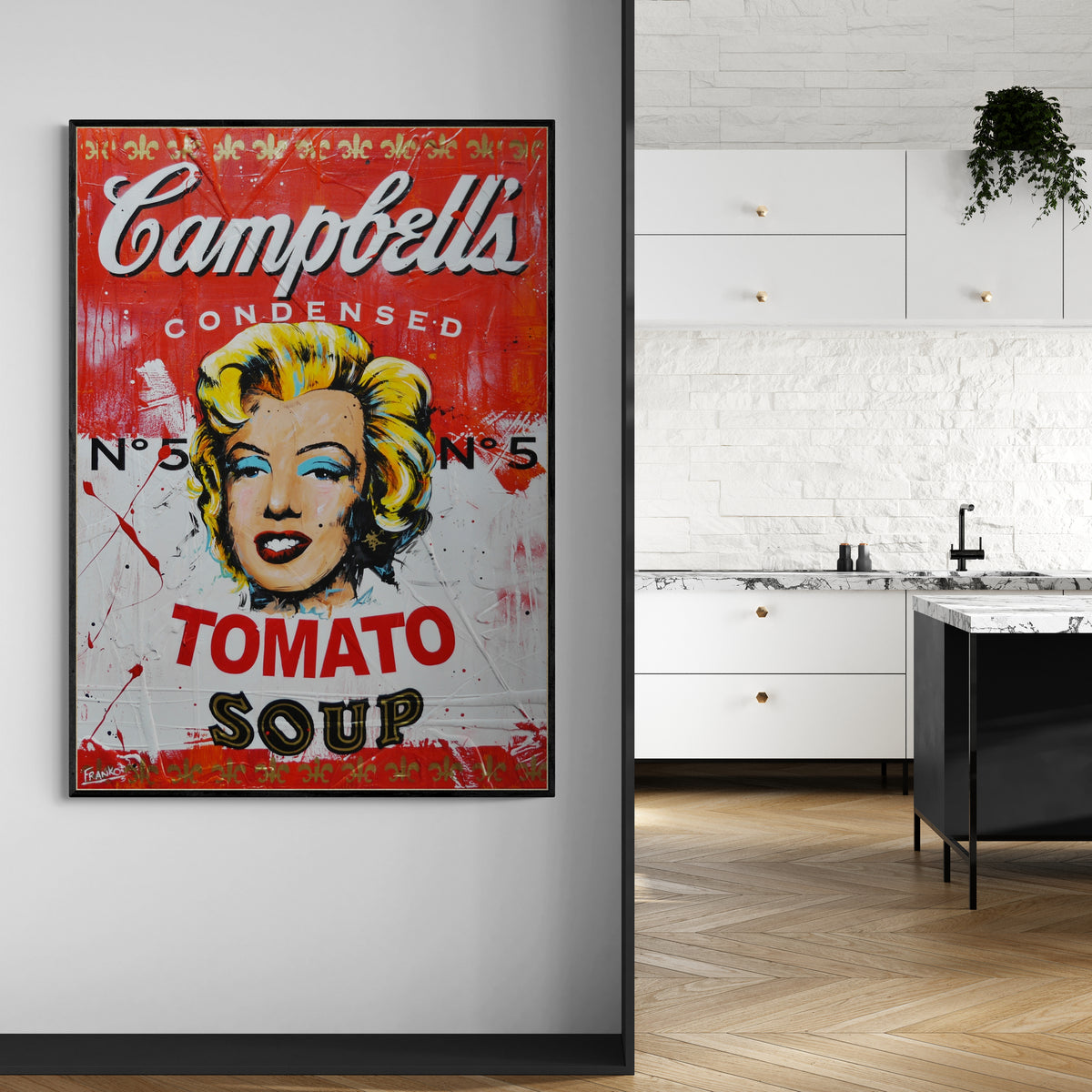 Tomato Marilyn Soup 140cm x 100cm Campbell's Soup Textured Urban Pop Art Painting (SOLD)