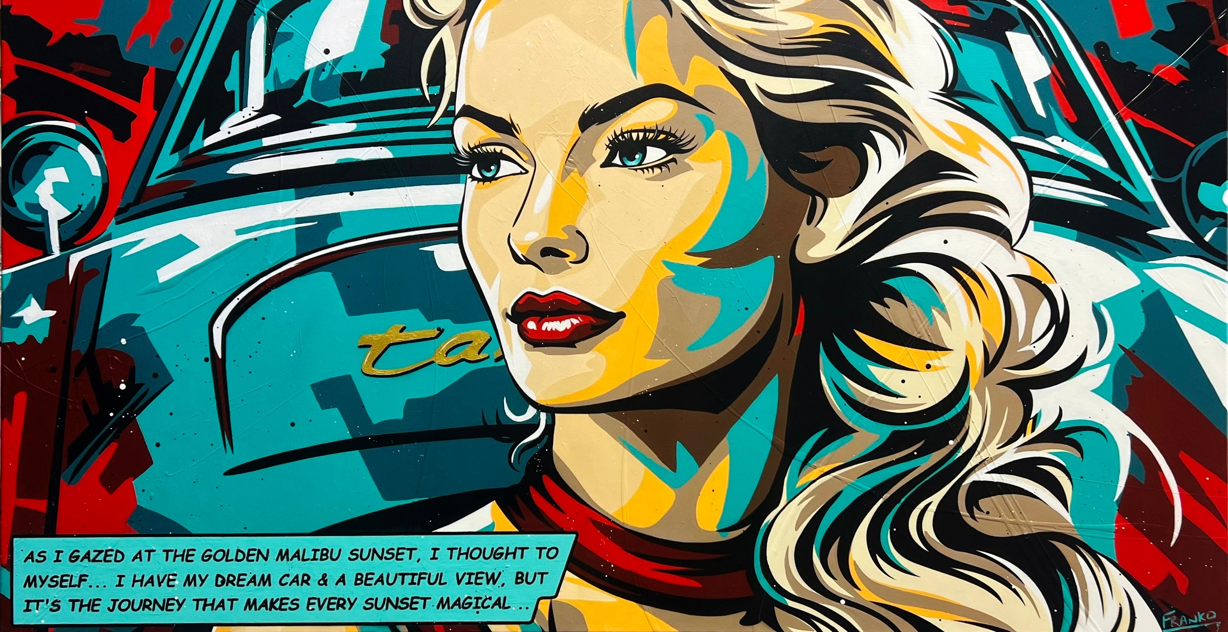 The Gaze 190cm x 100cm Retro Classic Pop Art Painting (SOLD)-Urban Pop Art-[Franko_Artist]-[Australian_artist]-[Gold_Coast]-[Brisbane]-[modern]-[contemporary]-[original]-[Large_artwork]-Franklin Art Studio