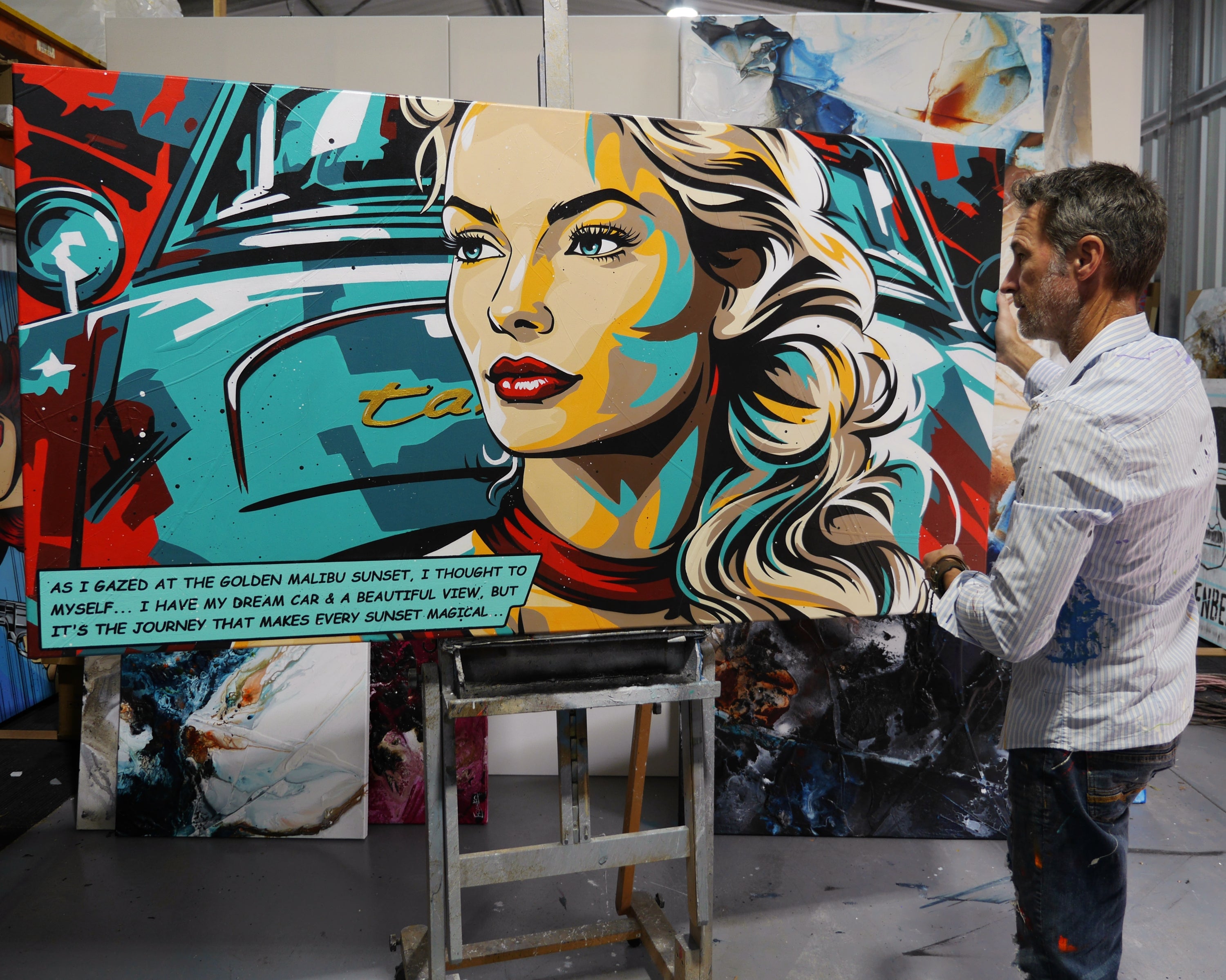 The Gaze 190cm x 100cm Retro Classic Pop Art Painting (SOLD)-Urban Pop Art-[Franko_Artist]-[The_Block]-[Dream_Homes]-[ideas]- [Grand_Designs]-Franklin Art Studio