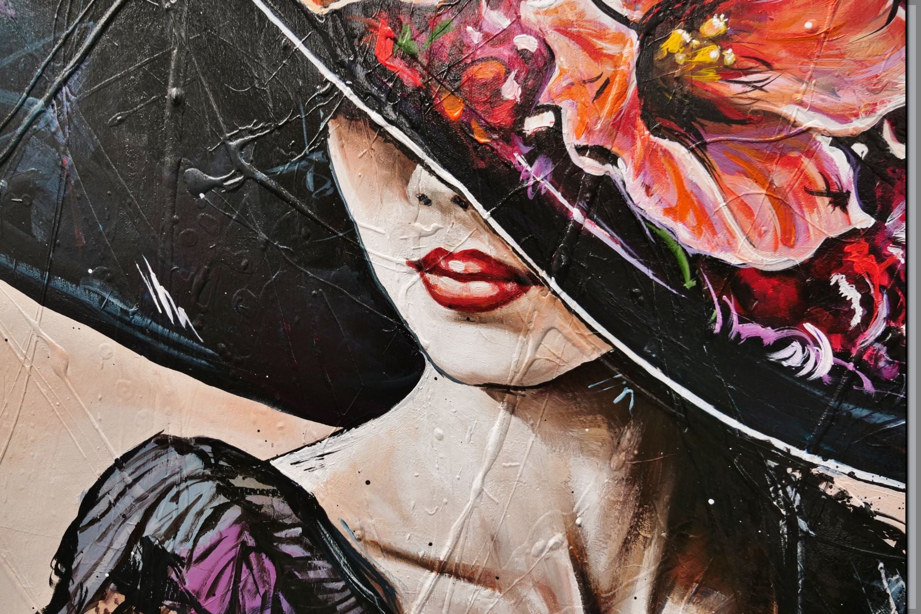Brittany 120cm x 100cm Flower Hat Abstract Elegance Textured Painting (SOLD)