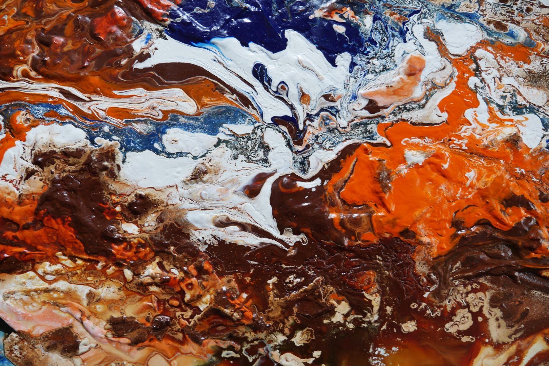 Raw Coast 240cm x 100cm White Rust Cobalt Textured Abstract Painting (SOLD)