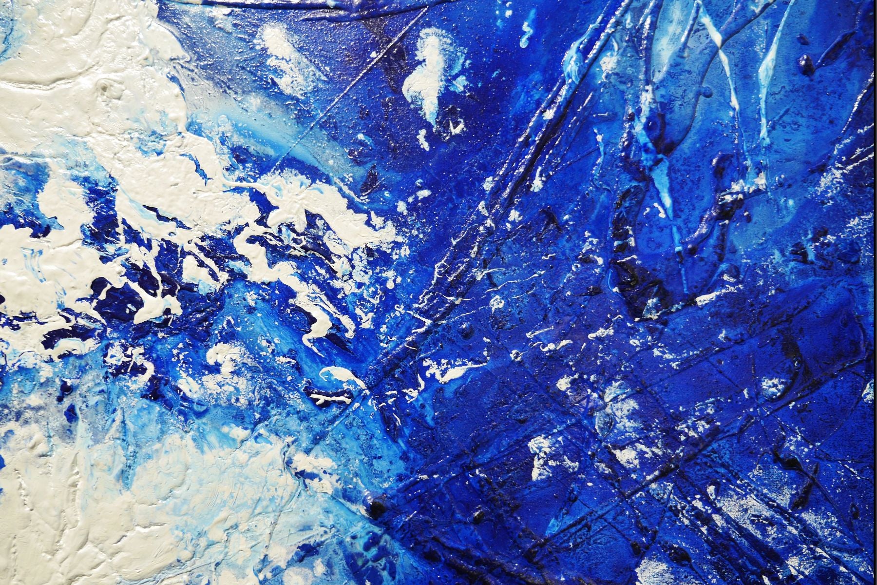 Blue Reflex 240cm x 100cm Textured Abstract Painting