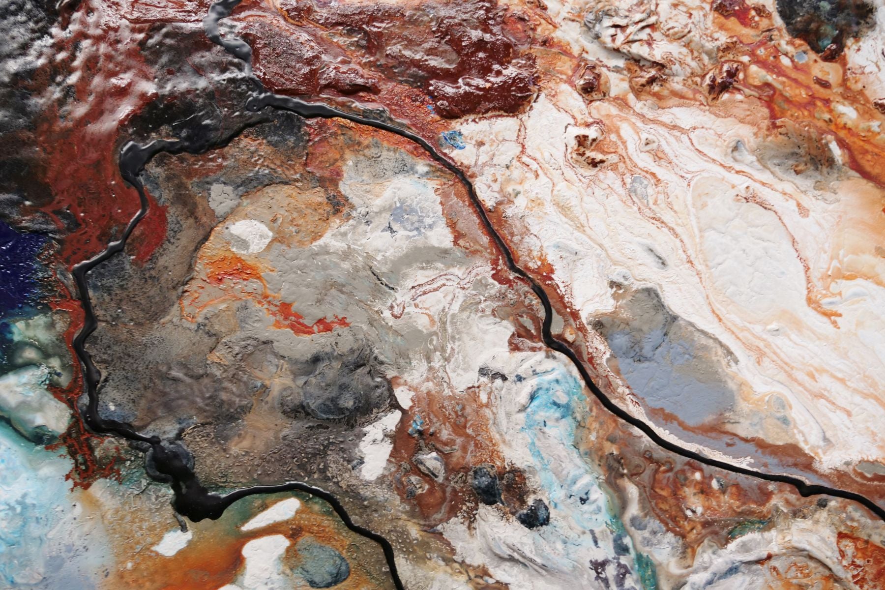 Big Country 280cm x 170cm Blue Rust Cream Textured Abstract Painting (SOLD)