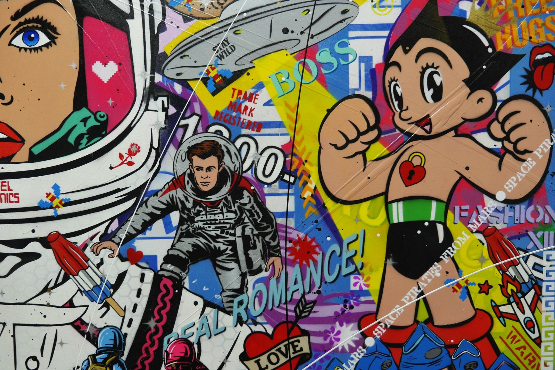 Space Viben 200cm x 120cm Space Cadet Textured Urban Pop Art Painting (SOLD)