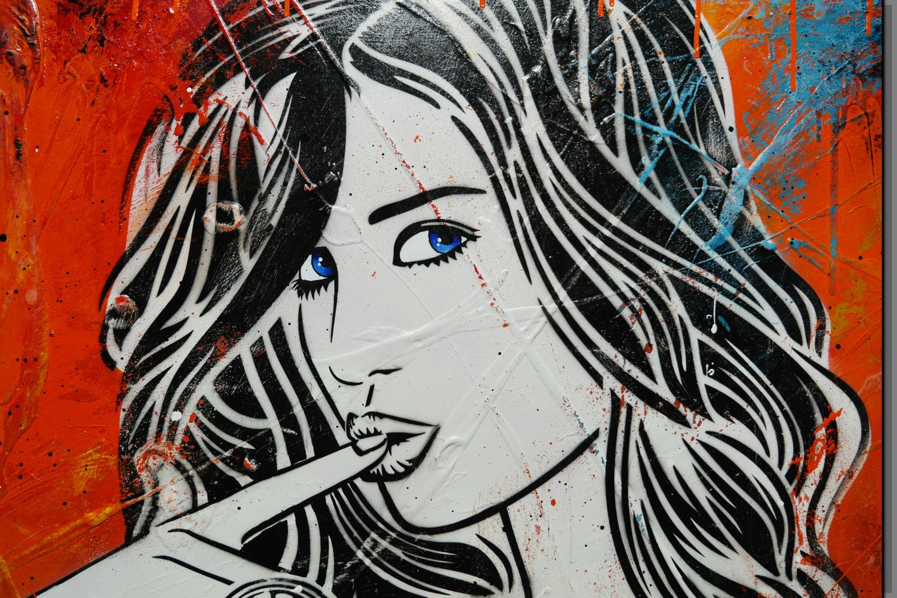 Ravishing 200cm x 120cm Cocktail Girl Textured Urban Pop Art Painting