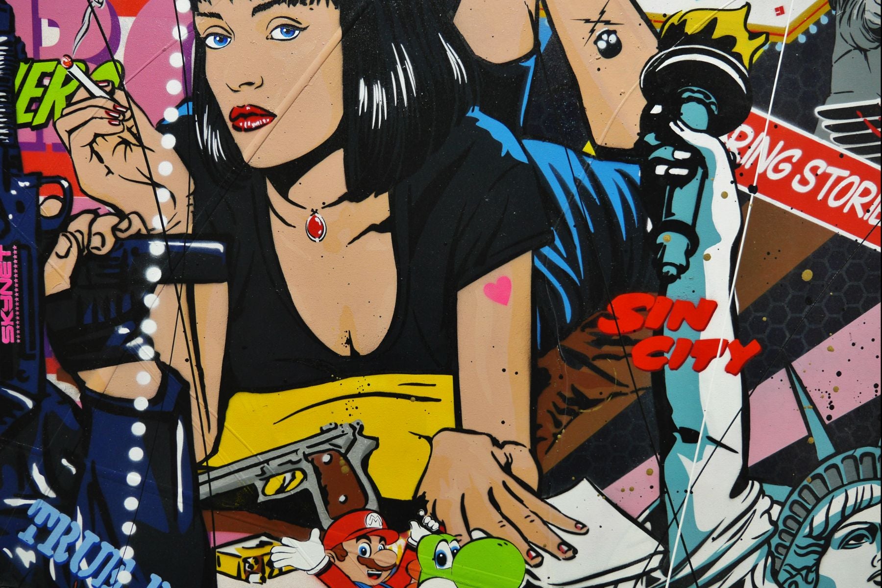 Bedtime Stories 200cm x 120cm Tarantino Textured Urban Pop Art Painting (SOLD)