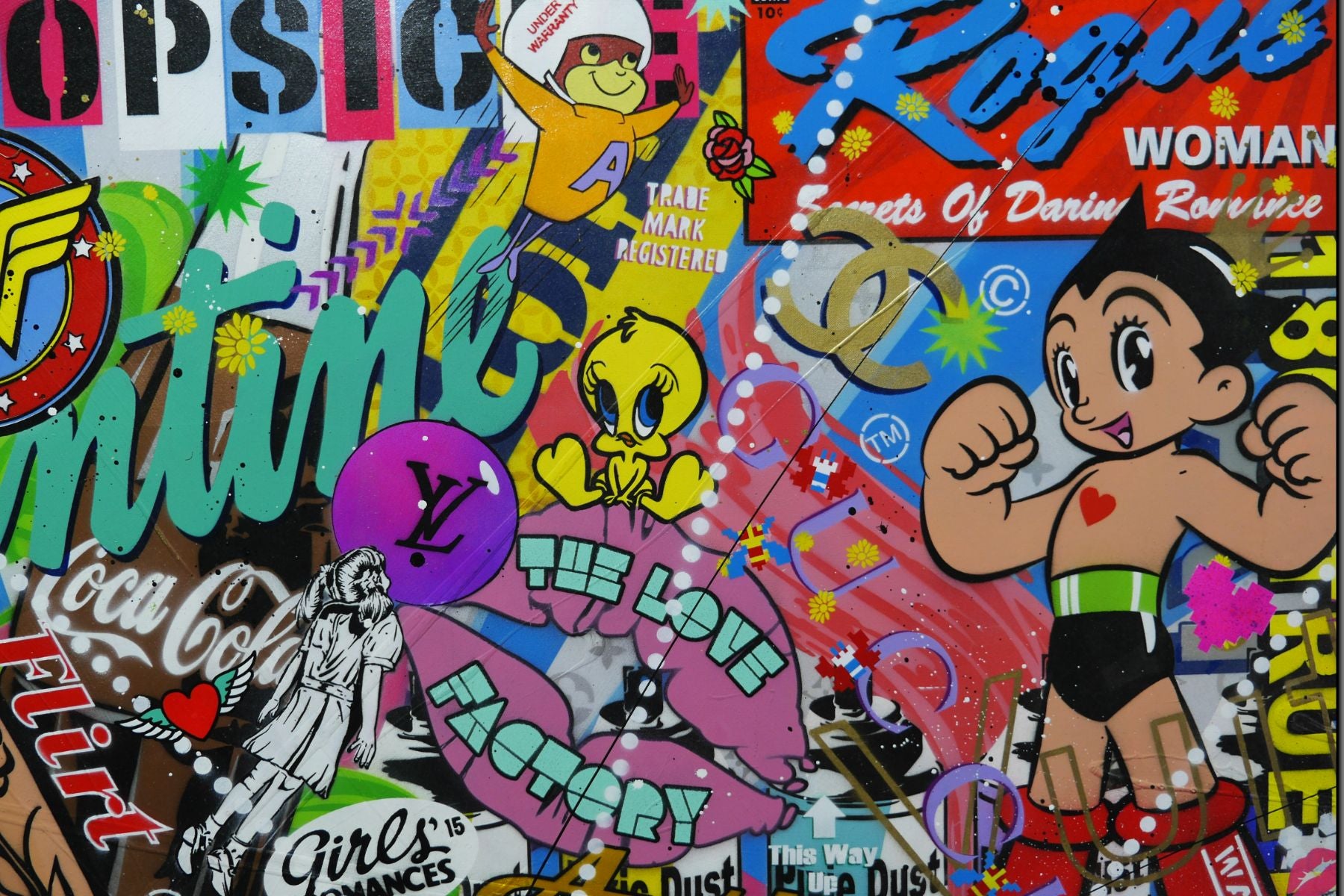 Rosie Valentine 240cm x 100cm Rosie the Riveter Textured Urban Pop Art Painting (SOLD)