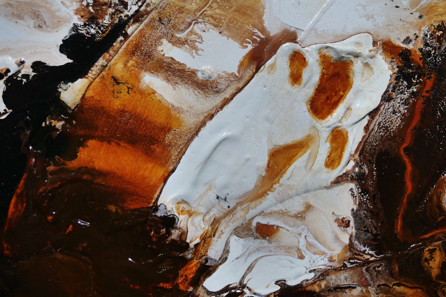 Ignition 190cm x 100cm White Rust Black Textured Abstract Painting (SOLD)