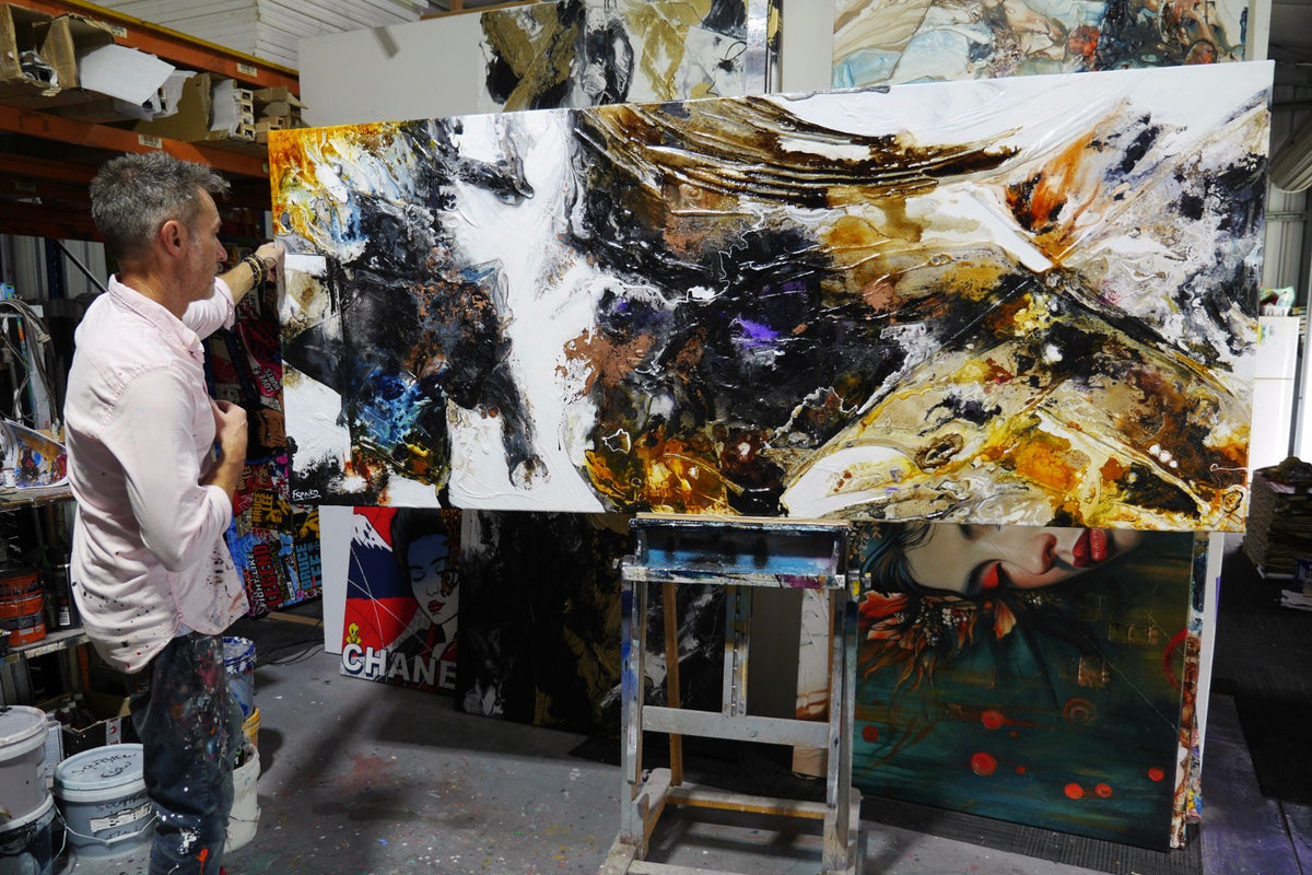Witches Union 240cm x 100cm Brown Black Textured Abstract Painting