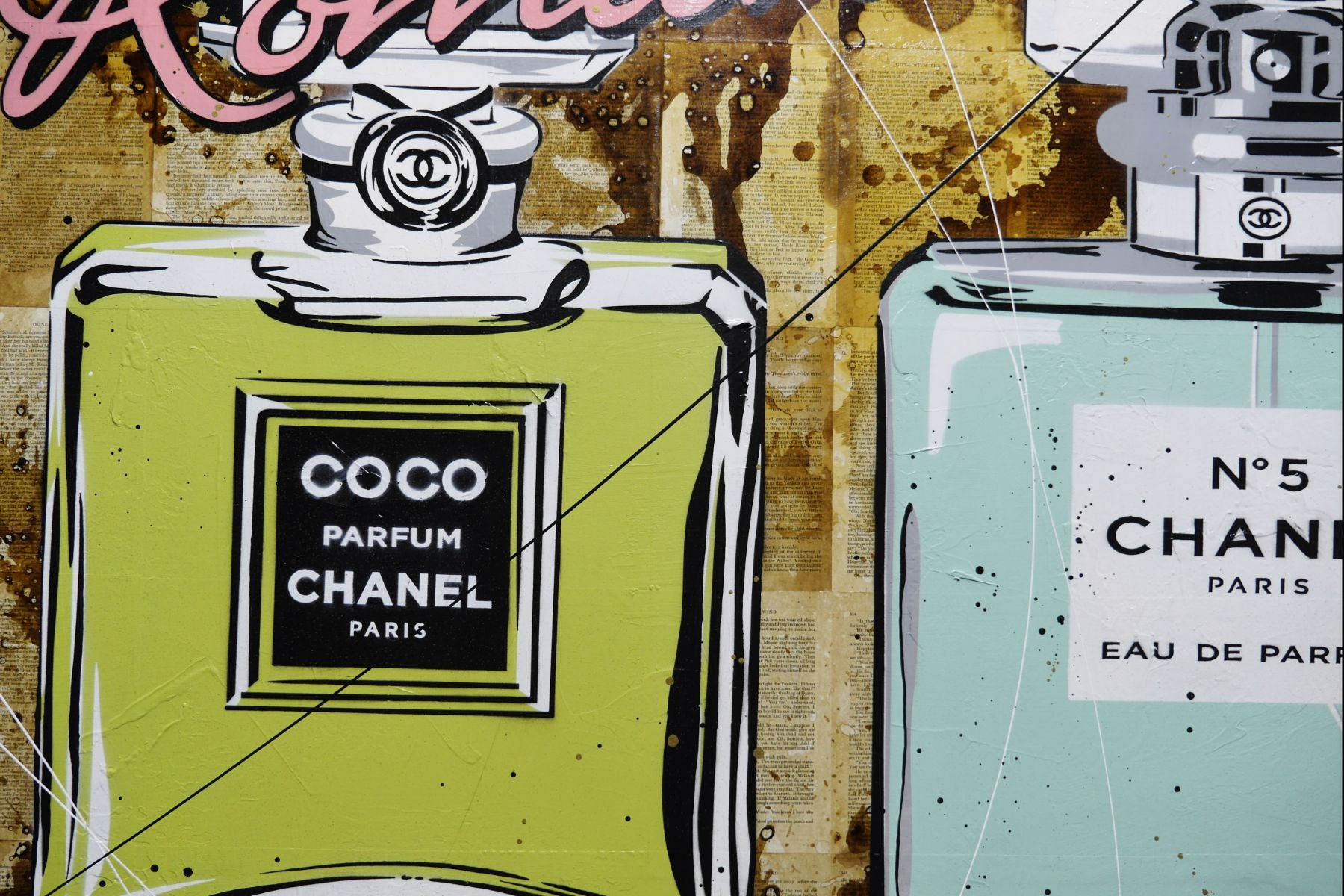 Perfume Kisses 190cm x 100cm Romantic Book Pages Urban Pop Art Painting