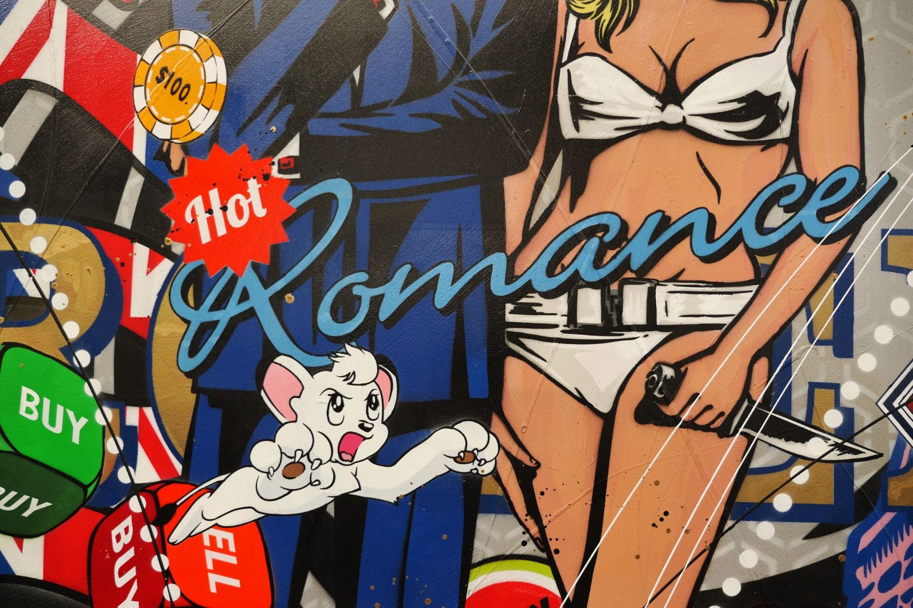 James and Honey 120cm x 150cm James Bond Textured Urban Pop Art Painting (SOLD)