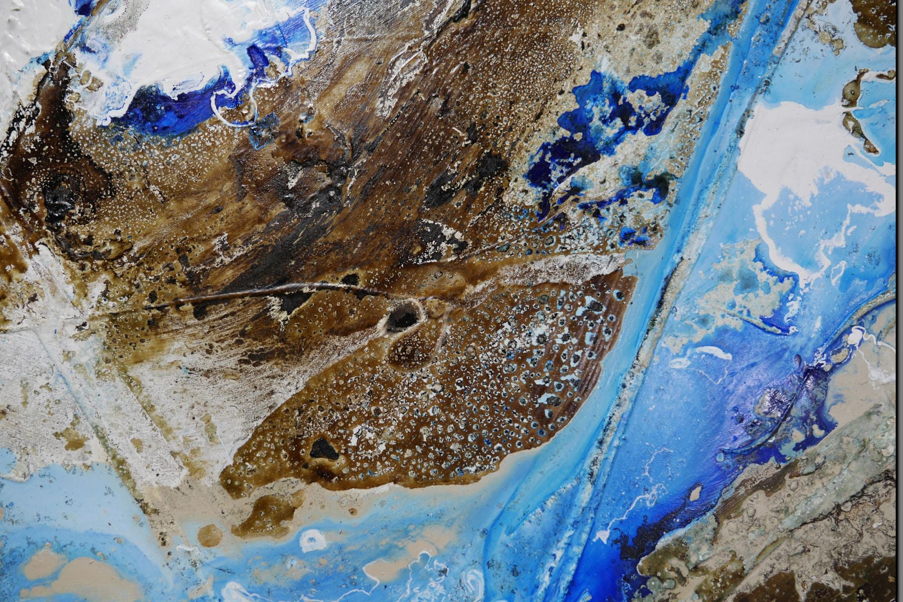 Pure Casbah 250cm x 150cm White Blue Honey Textured Abstract Painting (SOLD)