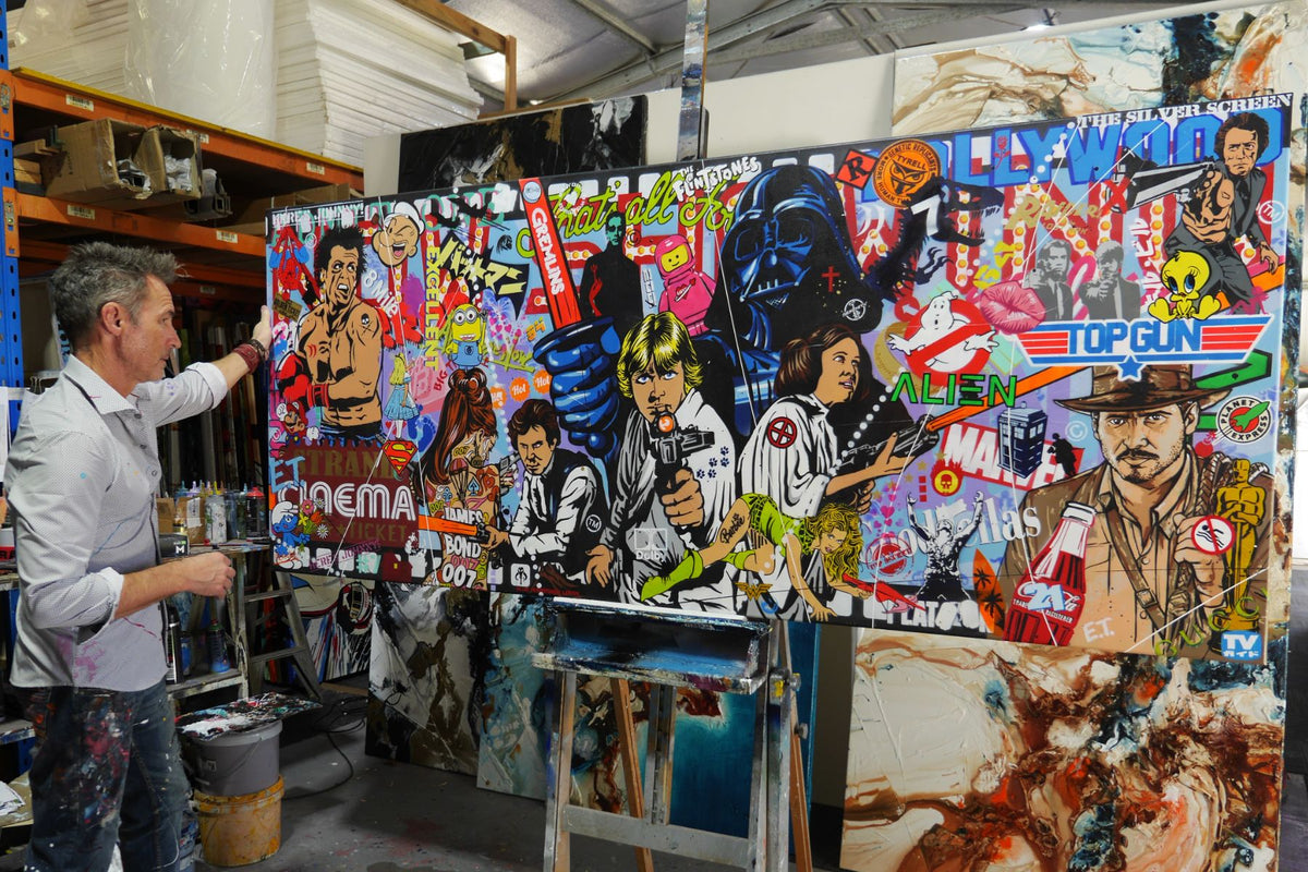 Cinematic Fusion 240cm x 100cm Textured Urban Pop Art Painting