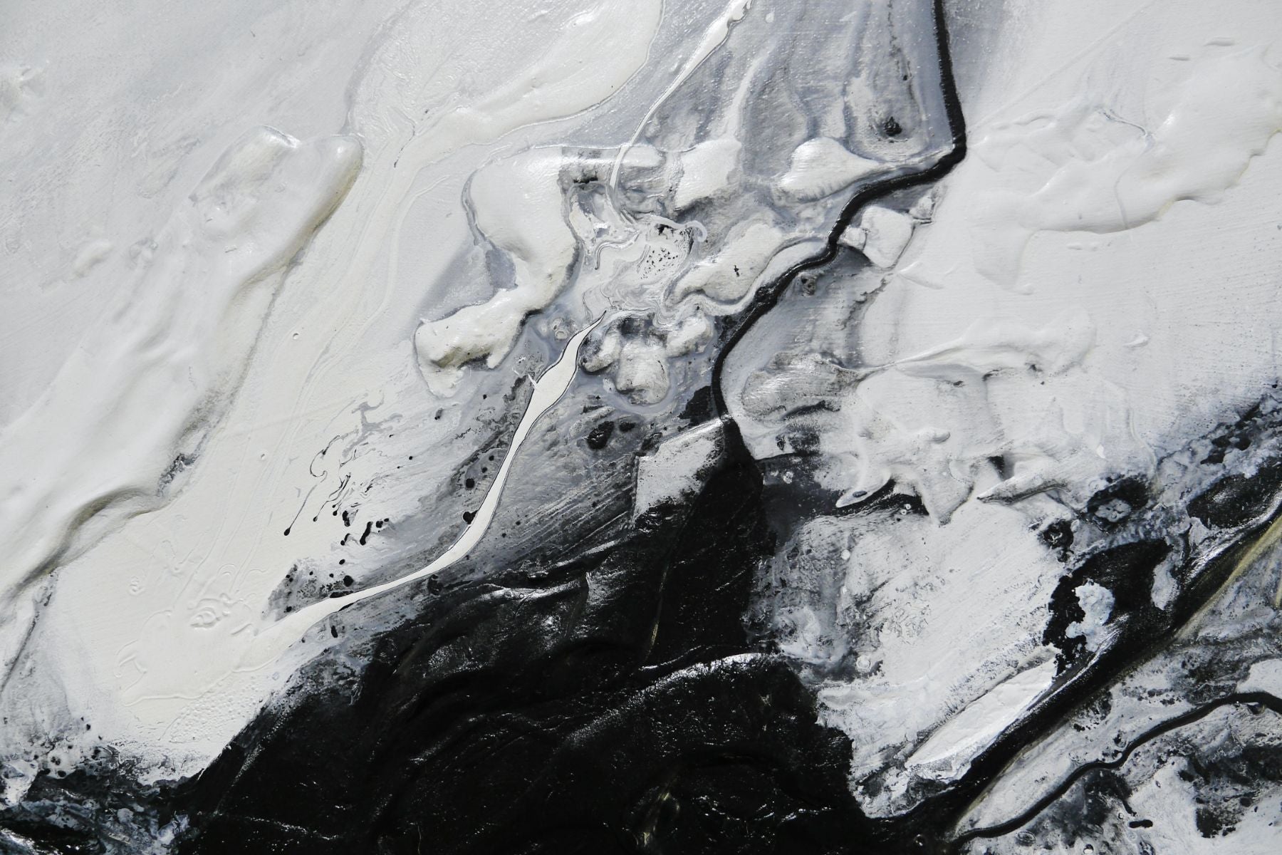 Iced Sambuca 240cm x 100cm Black and White Textured Abstract Painting
