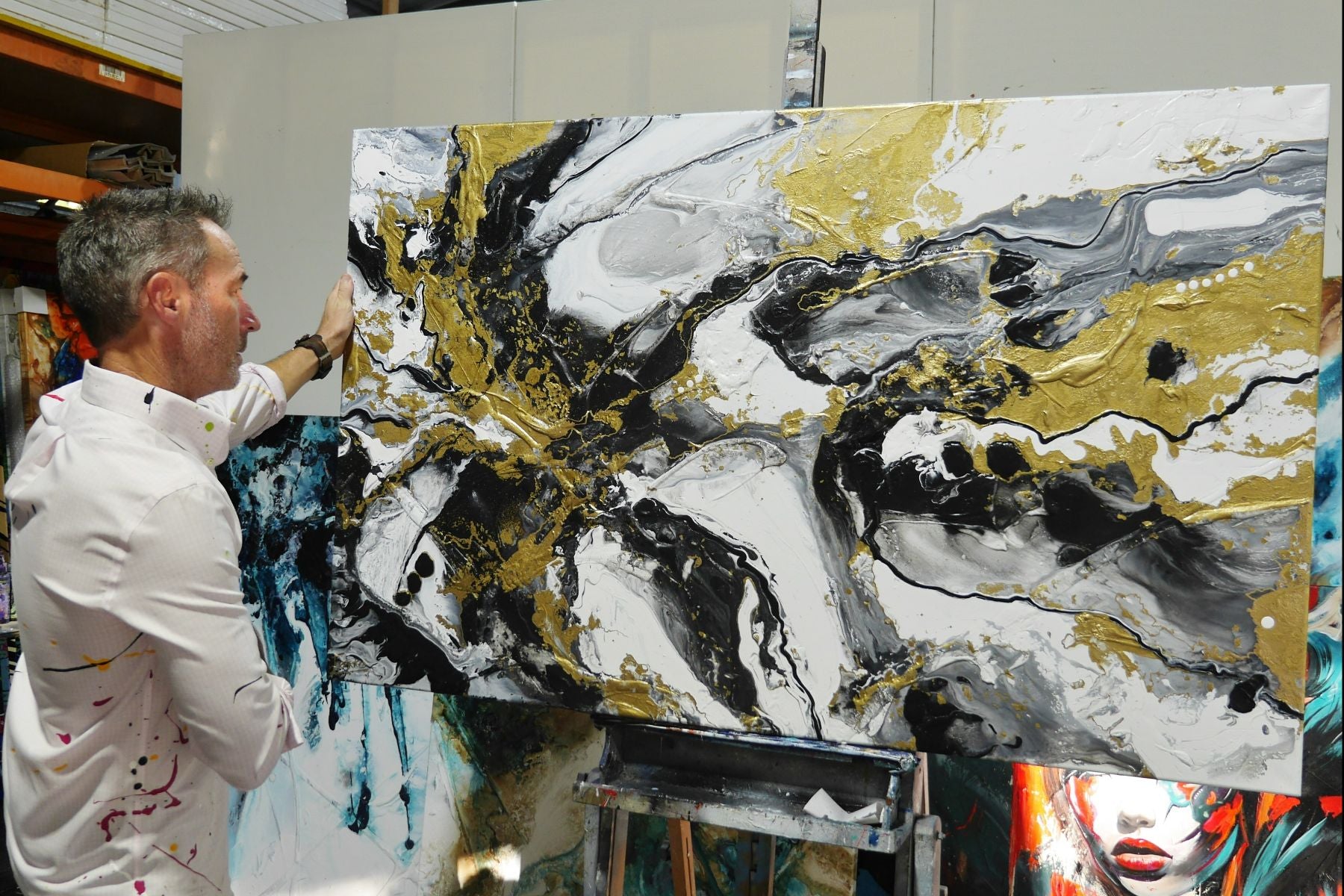 Golden Anatomy 160cm x 100cm Textured Abstract Painting (SOLD)-Abstract-[Franko_Artist]-[The_Block]-[Dream_Homes]-[ideas]- [Grand_Designs]-Franklin Art Studio