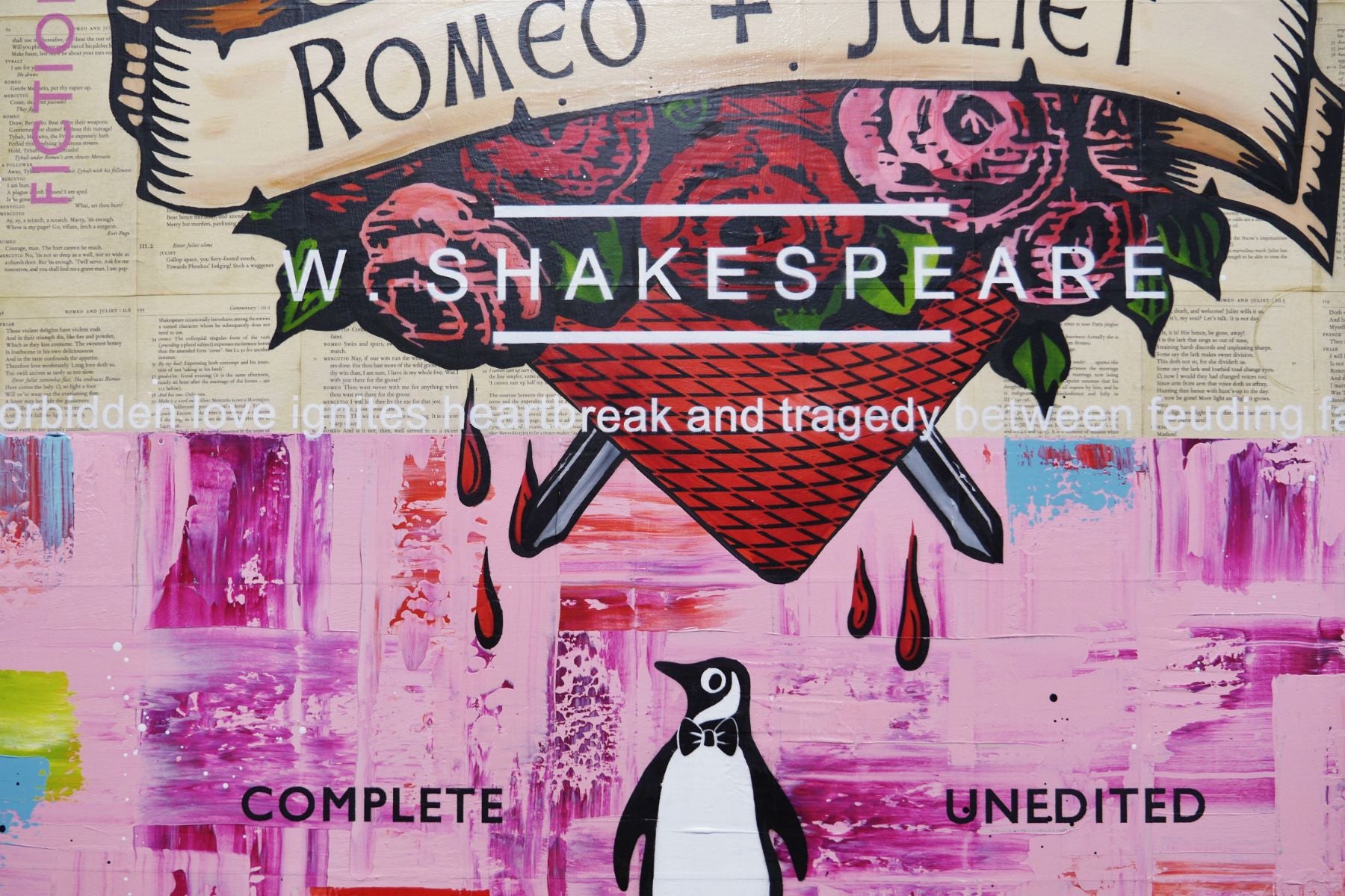 The Lovers 120cm x 100cm Romeo and Juliette Urban Pop Book Club Painting