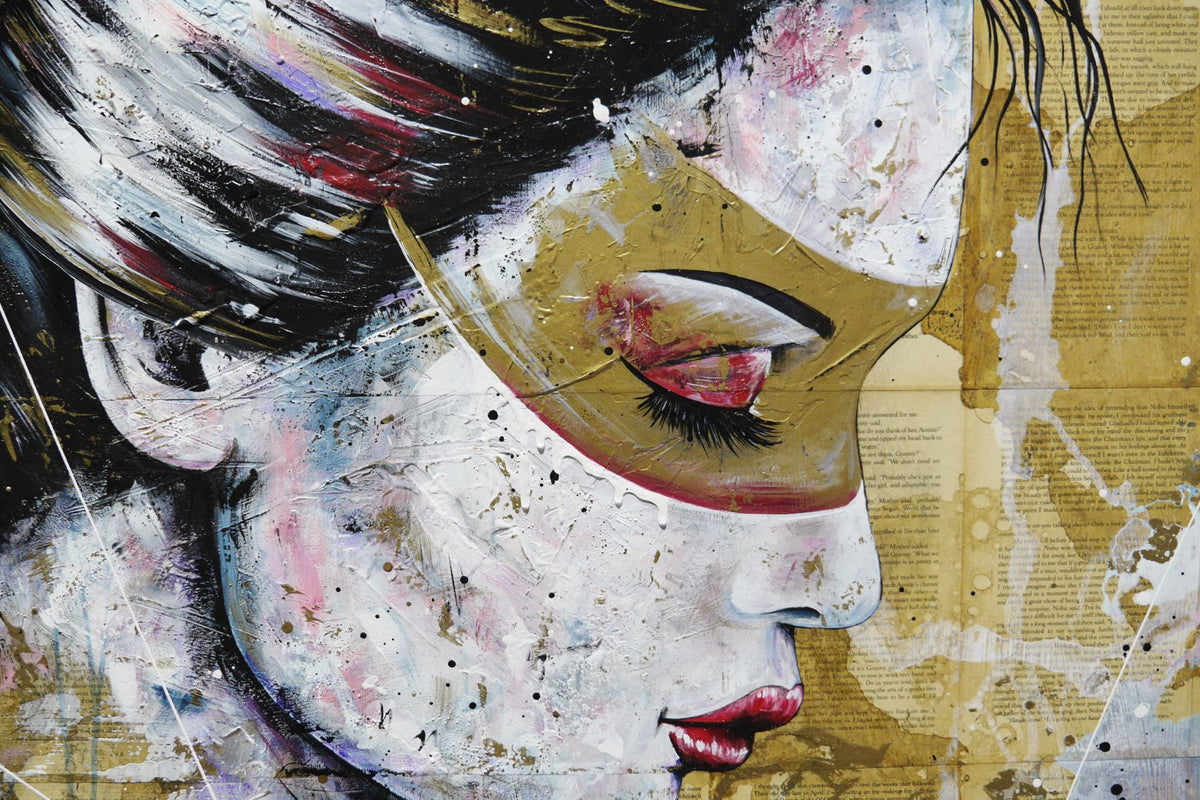 Murasaki 120cm x 120cm Geisha Abstract Realism Book Club Painting (SOLD)