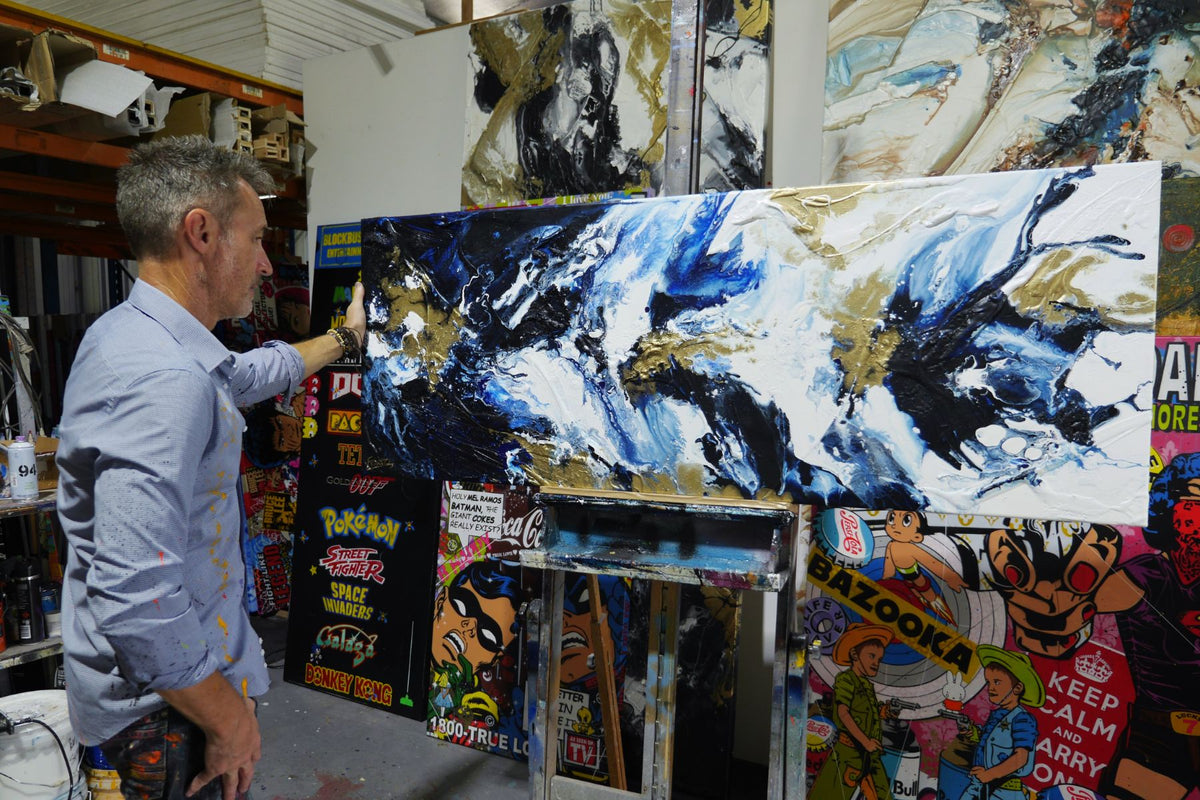 Midnight Bullion 160cm x 60cm Textured Abstract Painting