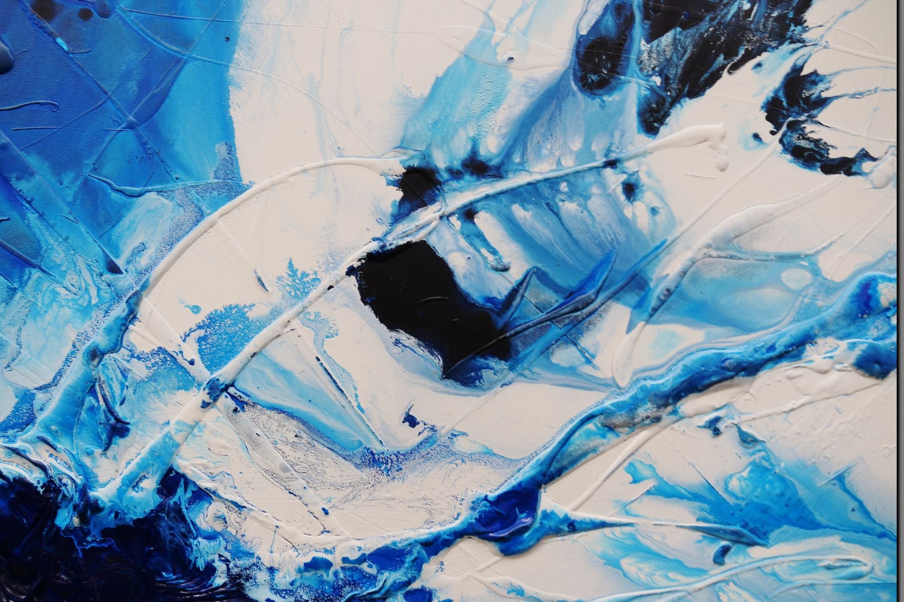 Blue Static 190cm x 100cm Blues White Black Textured Abstract Painting (SOLD)