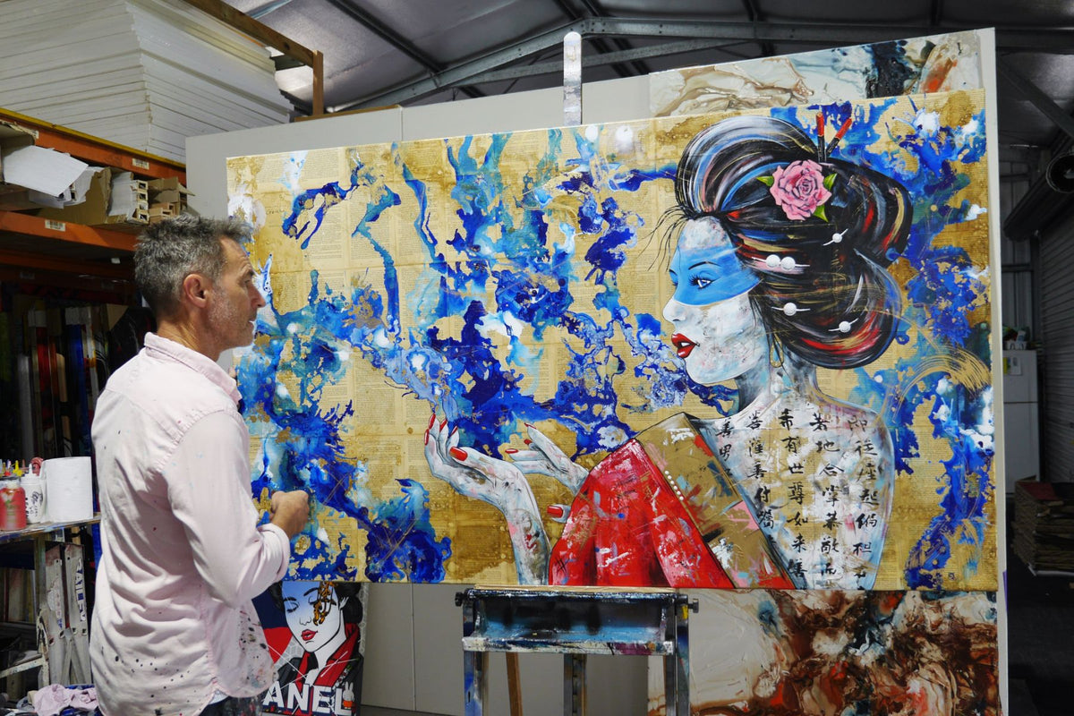 Yume (Dream) 200cm x 120cm Geisha Abstract Realism Book Club Painting