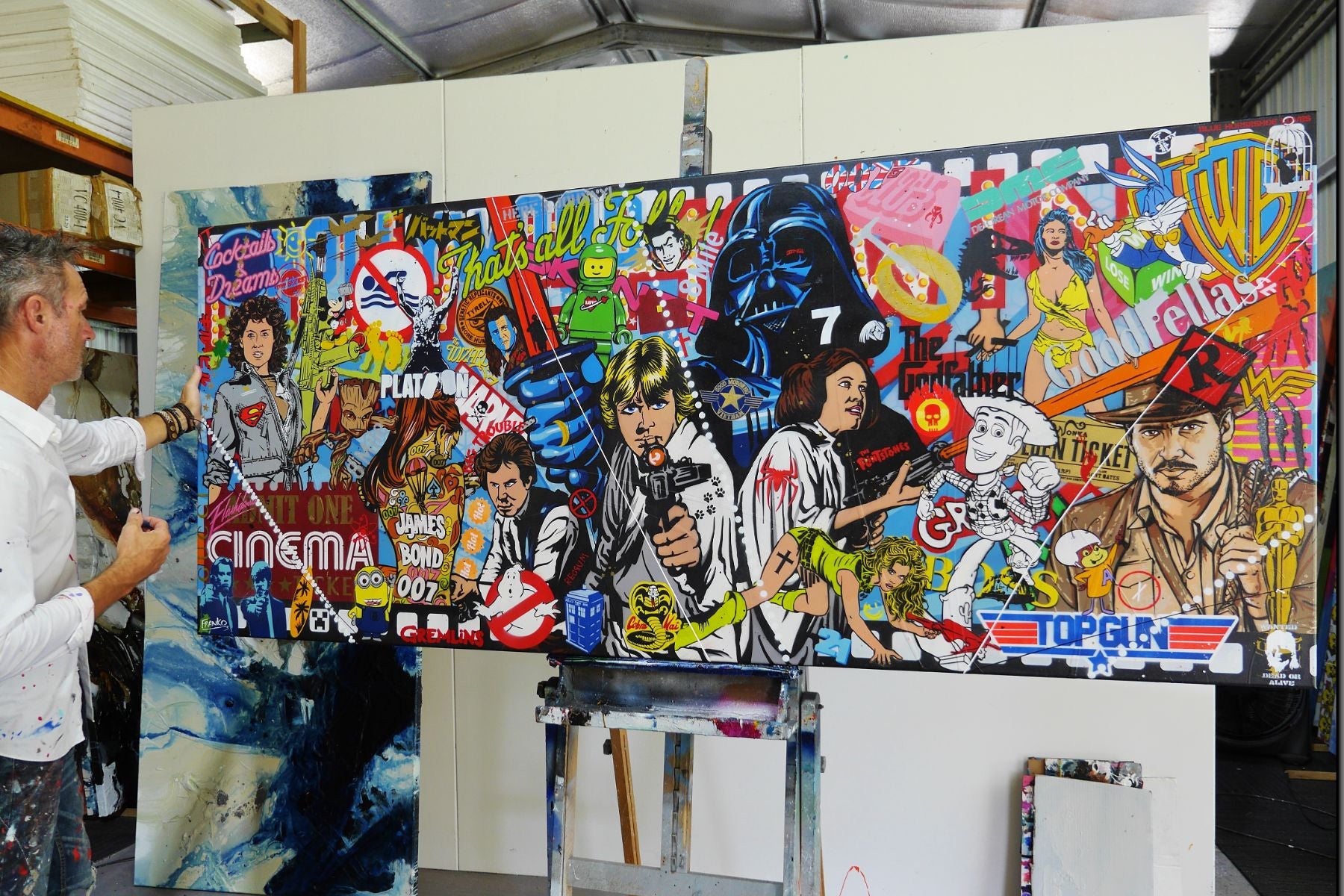 Cinema Gold 240cm x 100cm Iconic Textured Urban Pop Art Painting (SOLD)