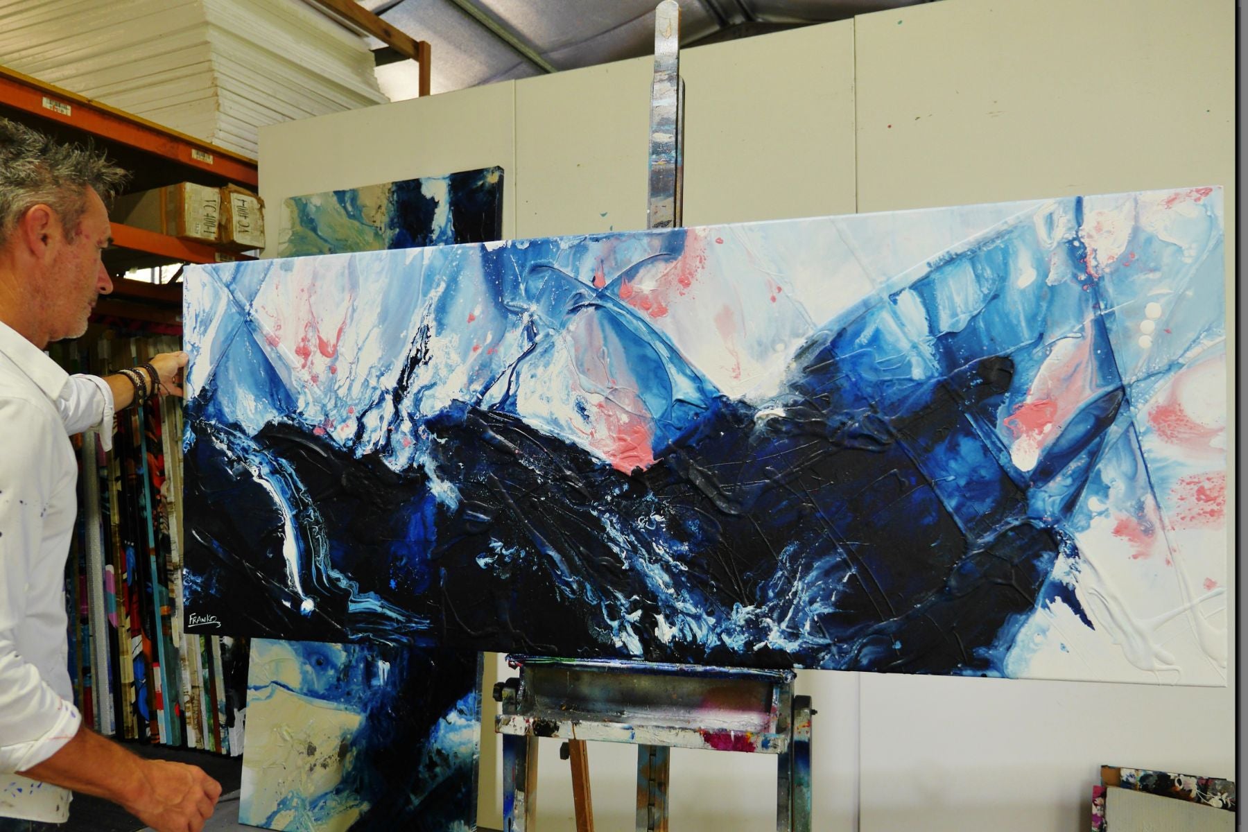 Midnight Magenta 200cm x 80cm Textured Abstract Painting
