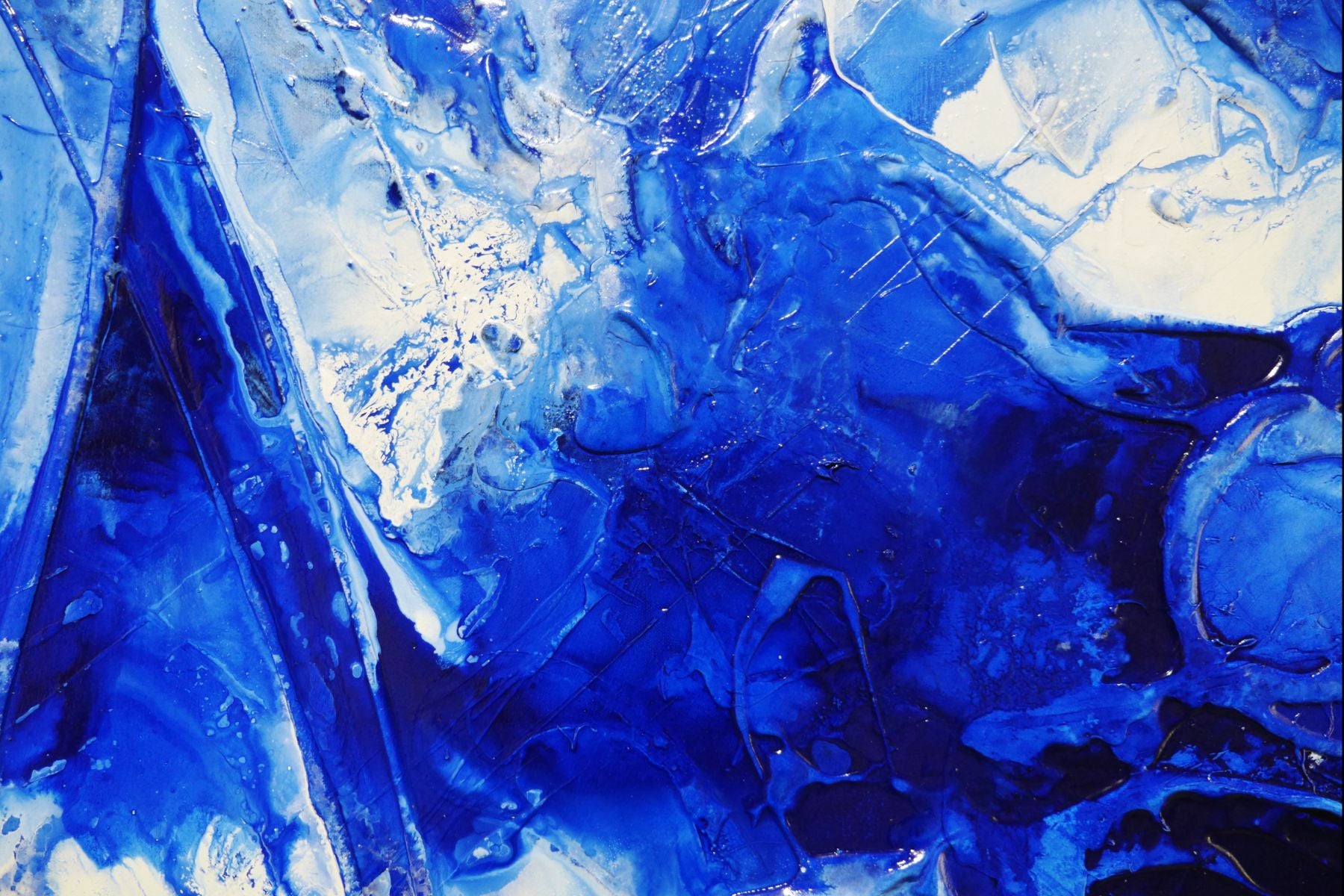 Precious 190cm x 100cm Blue White Ink Textured Abstract Painting