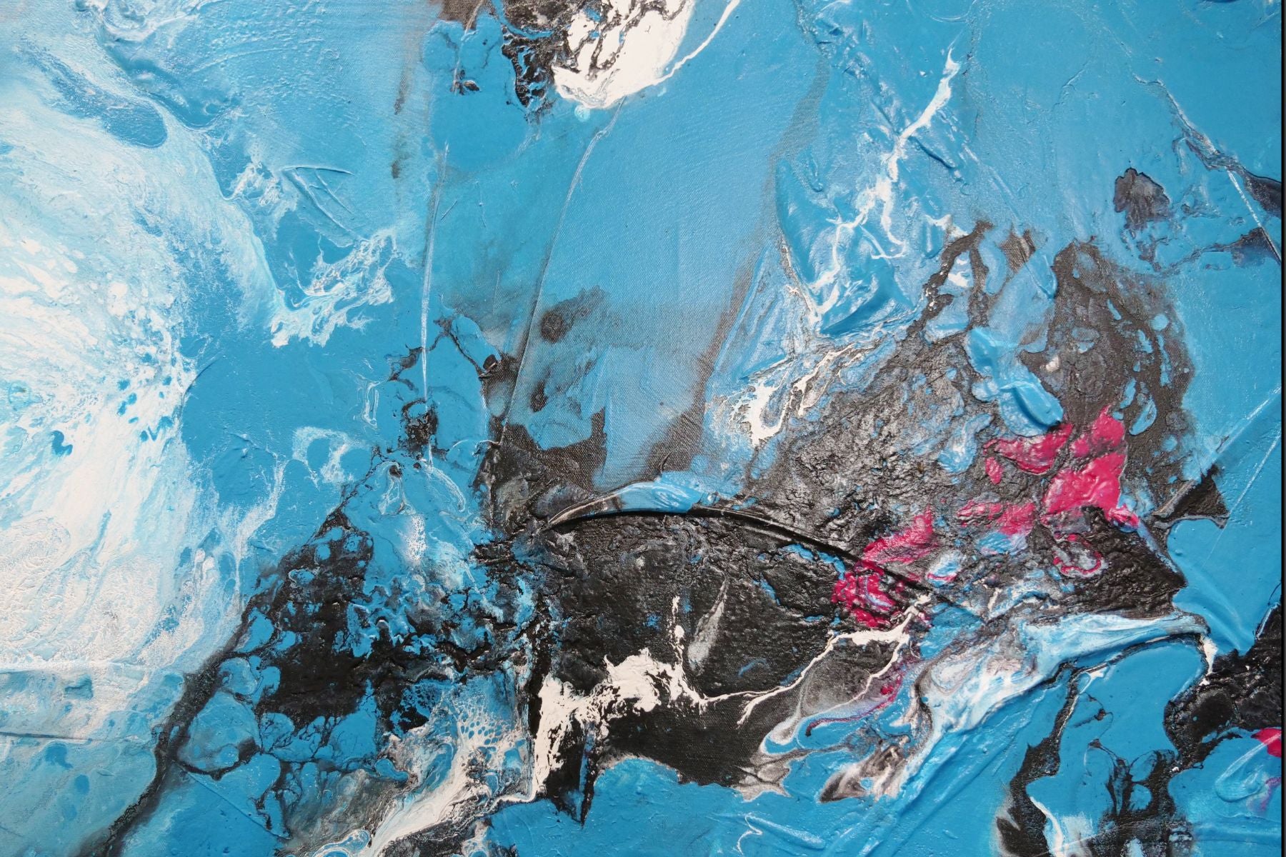 Teal Silk 200cm x 80cm Teal Magenta Textured Abstract Painting (SOLD)