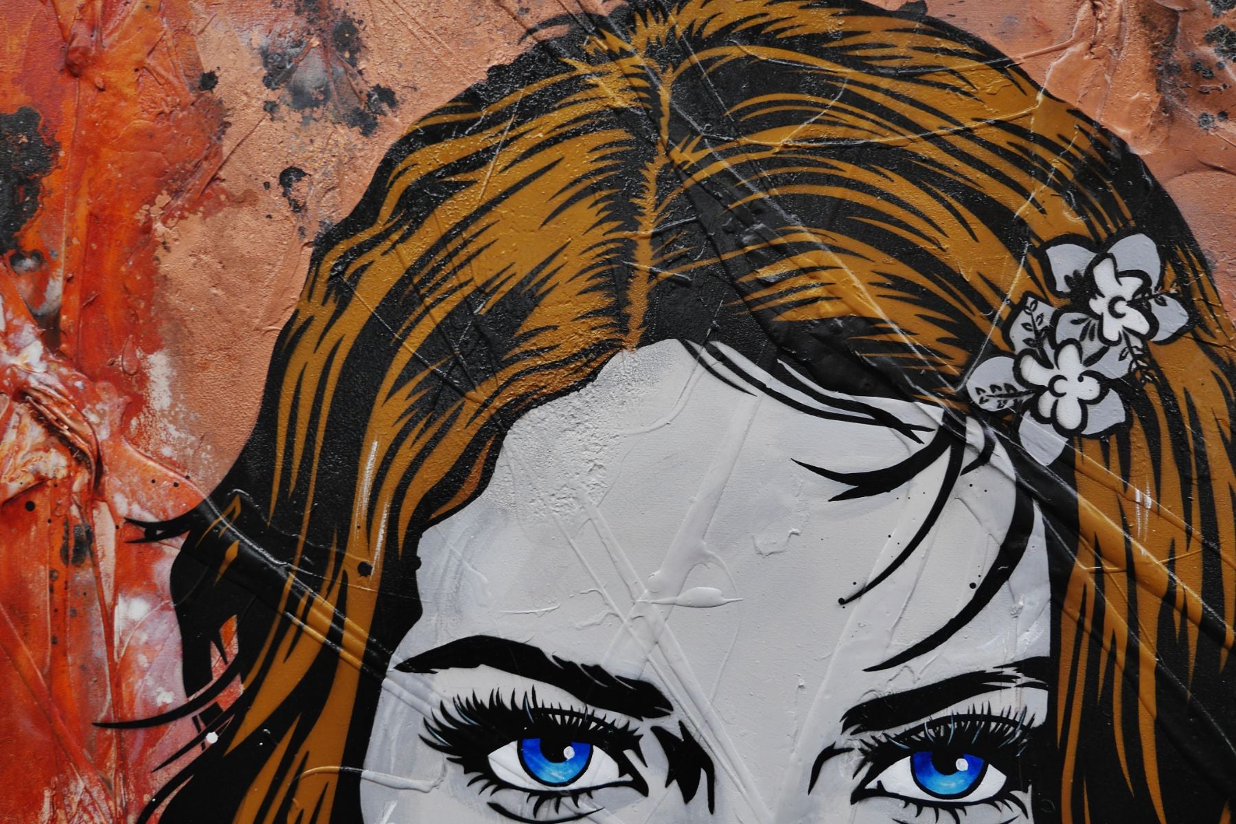 Ahhh! 140cm x 100cm Coffee Girl Textured Urban Pop Art Painting (SOLD)
