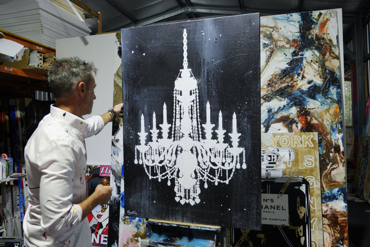Raw Class XVI 140cm x 100cm Chandelier Textured Urban Pop Art Painting
