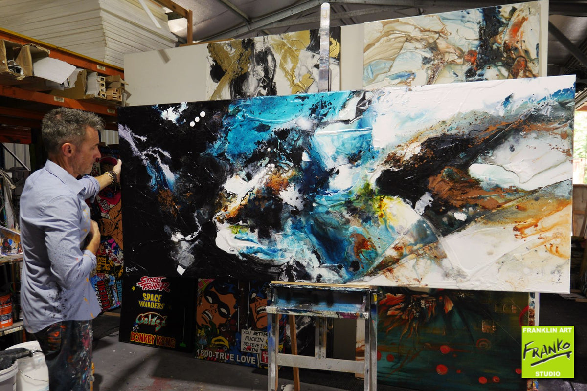 Infused Potion 240cm x 100cm Teal Textured Abstract Painting