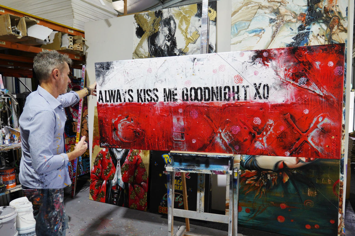 Velvet Kiss 200cm x 80cm Always Kiss Me Goodnight Urban Pop Art Abstract Painting