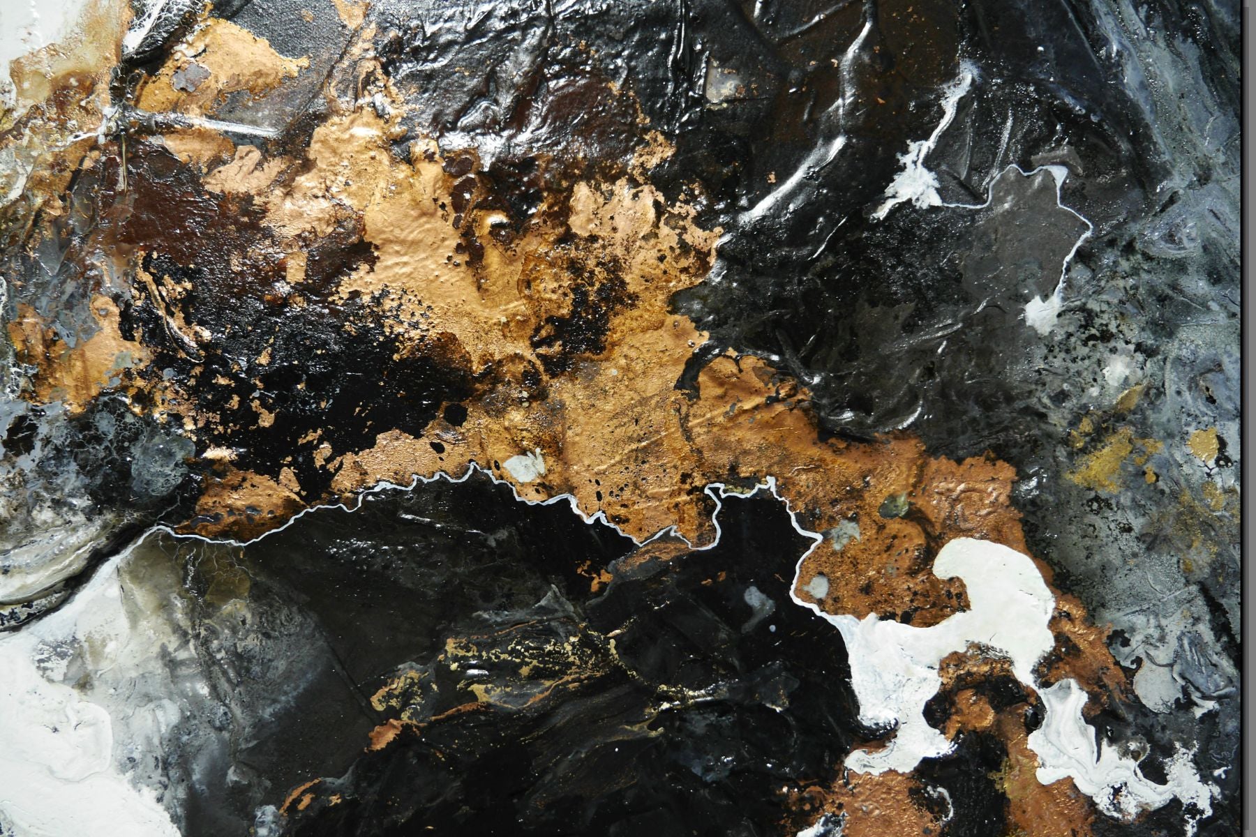 Black Theory 295cm x 100cm Black & Copper Textured Abstract Painting