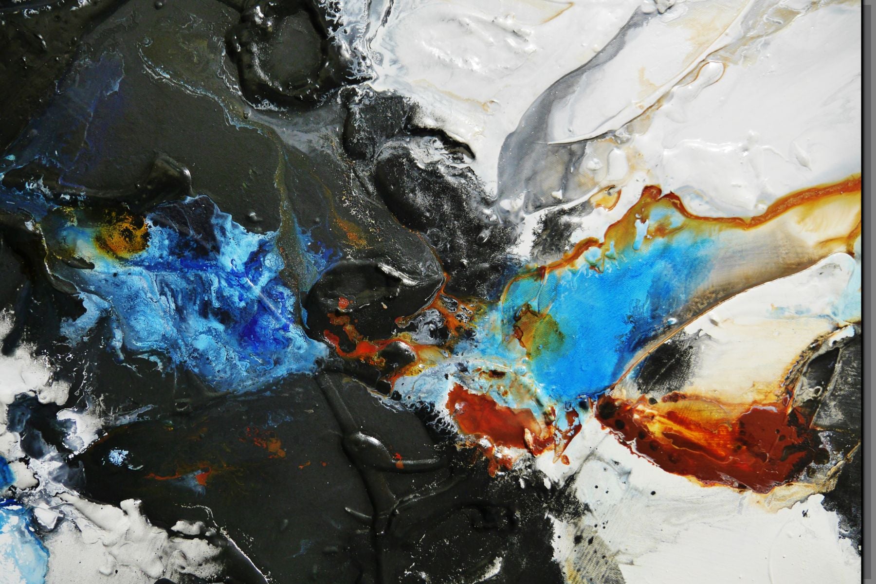 Evoque 240cm x 100cm White Rust Black Cobalt Textured Abstract Painting