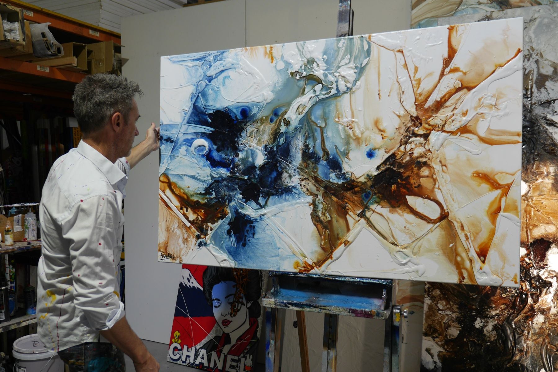 Midnight Echo 160cm x 100cm Blue Textured Abstract Painting