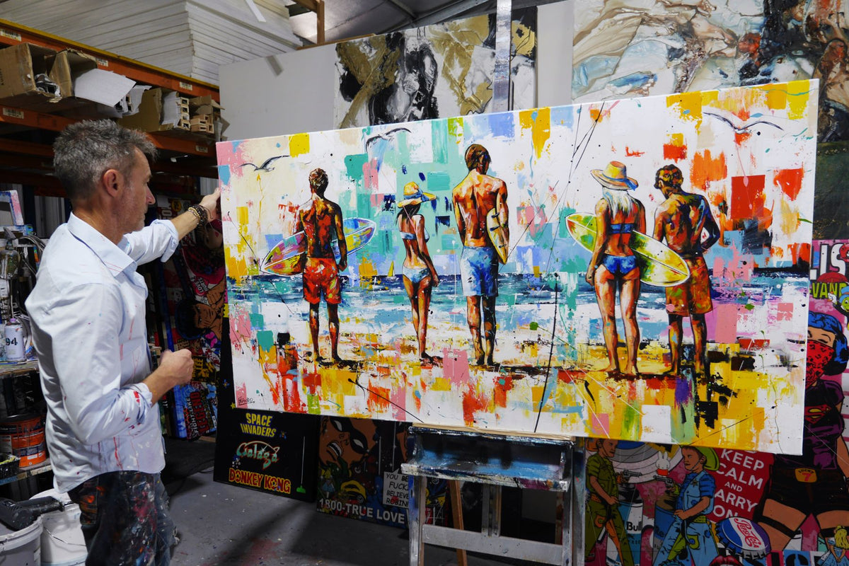 Summer 190cm x 100cm Surfing Textured Abstract Realism Painting