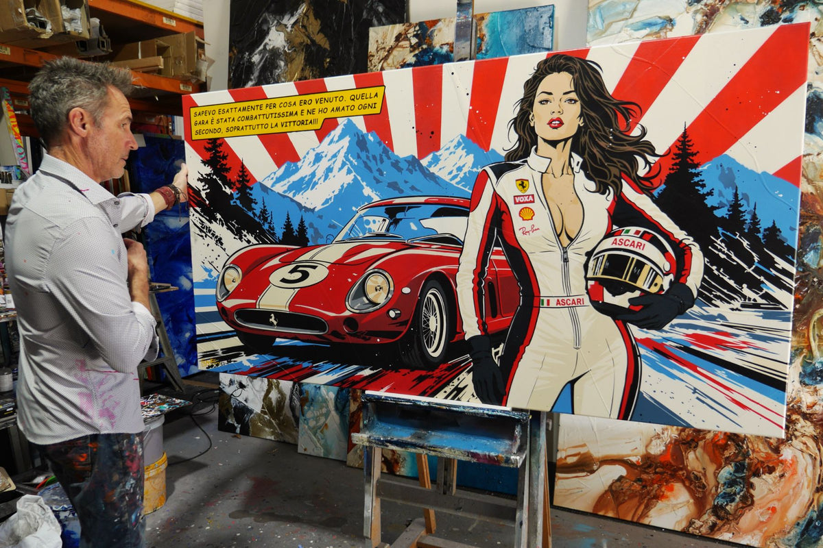 Red Horses 190cm x 100cm Ferrari Classic Pop Art Painting
