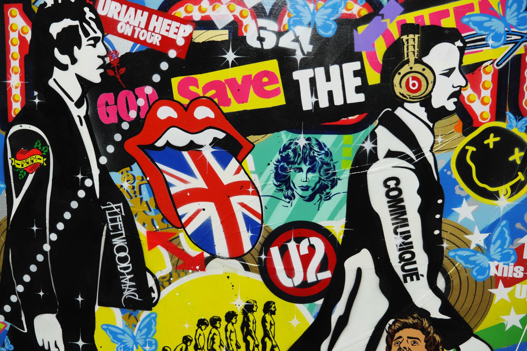 The Beatles N Beats 240cm x 100cm Music Textured Urban Pop Art Painting
