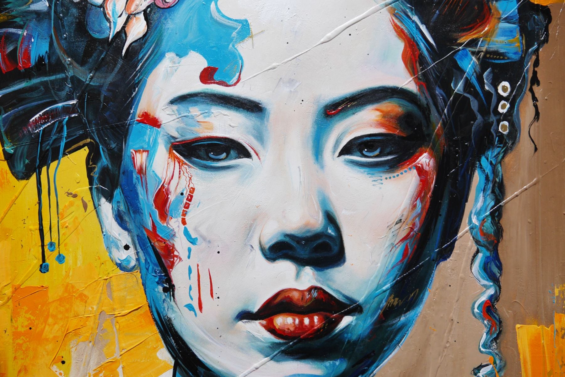 Bodu (Warrior Within) 120cm x 150cm FRAME INC Geisha Abstract Realism Textured Painting
