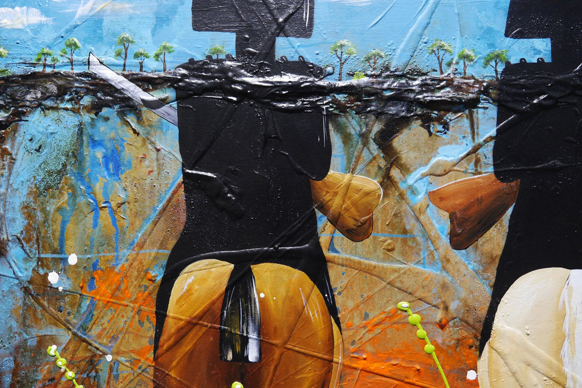 Bandit Bros 120cm x 120cm Australiana Textured Abstract Painting (SOLD)