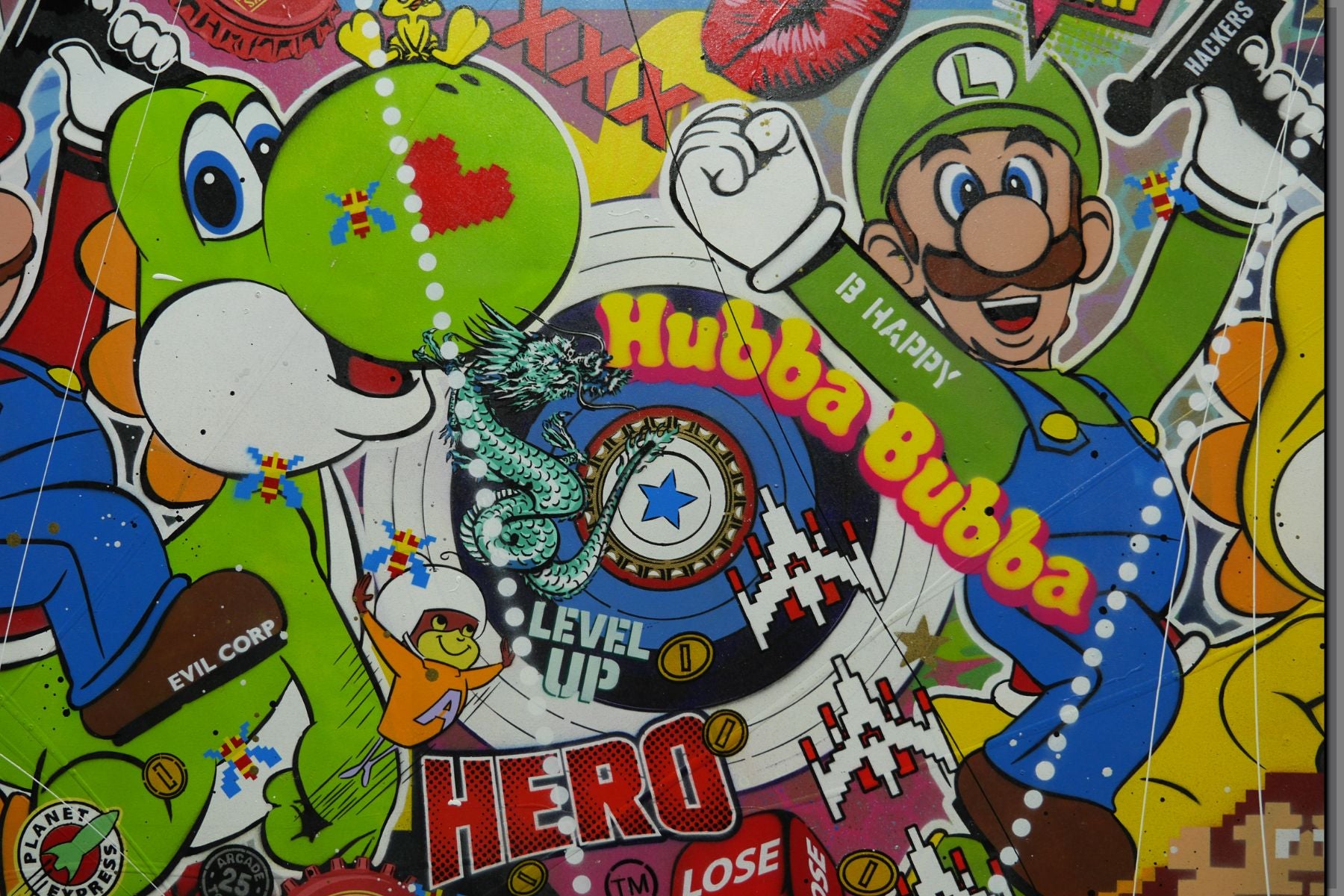 Level Up 190cm x 100cm Mario Brothers Textured Urban Pop Art Painting (SOLD)