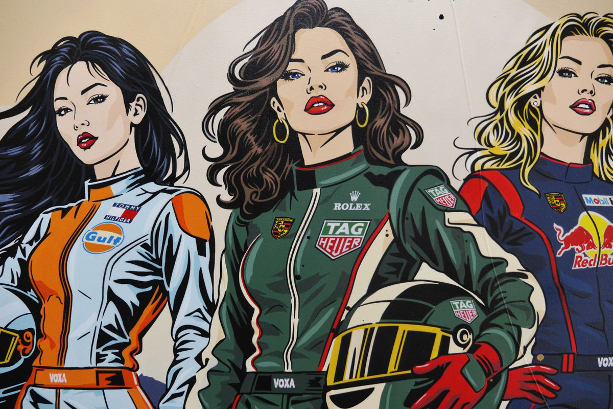 Fast Cars, Fast Women 200cm x 120cm Porsche Classic Pop Art Painting