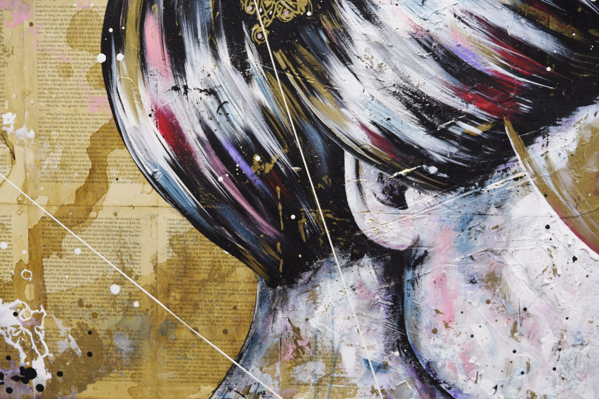 Murasaki 120cm x 120cm Geisha Abstract Realism Book Club Painting (SOLD)