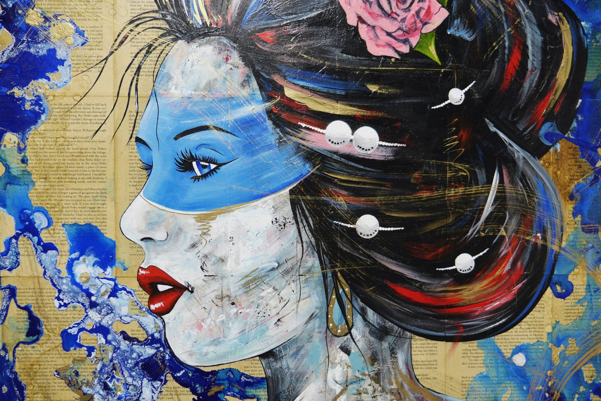 Yume (Dream) 200cm x 120cm Geisha Abstract Realism Book Club Painting