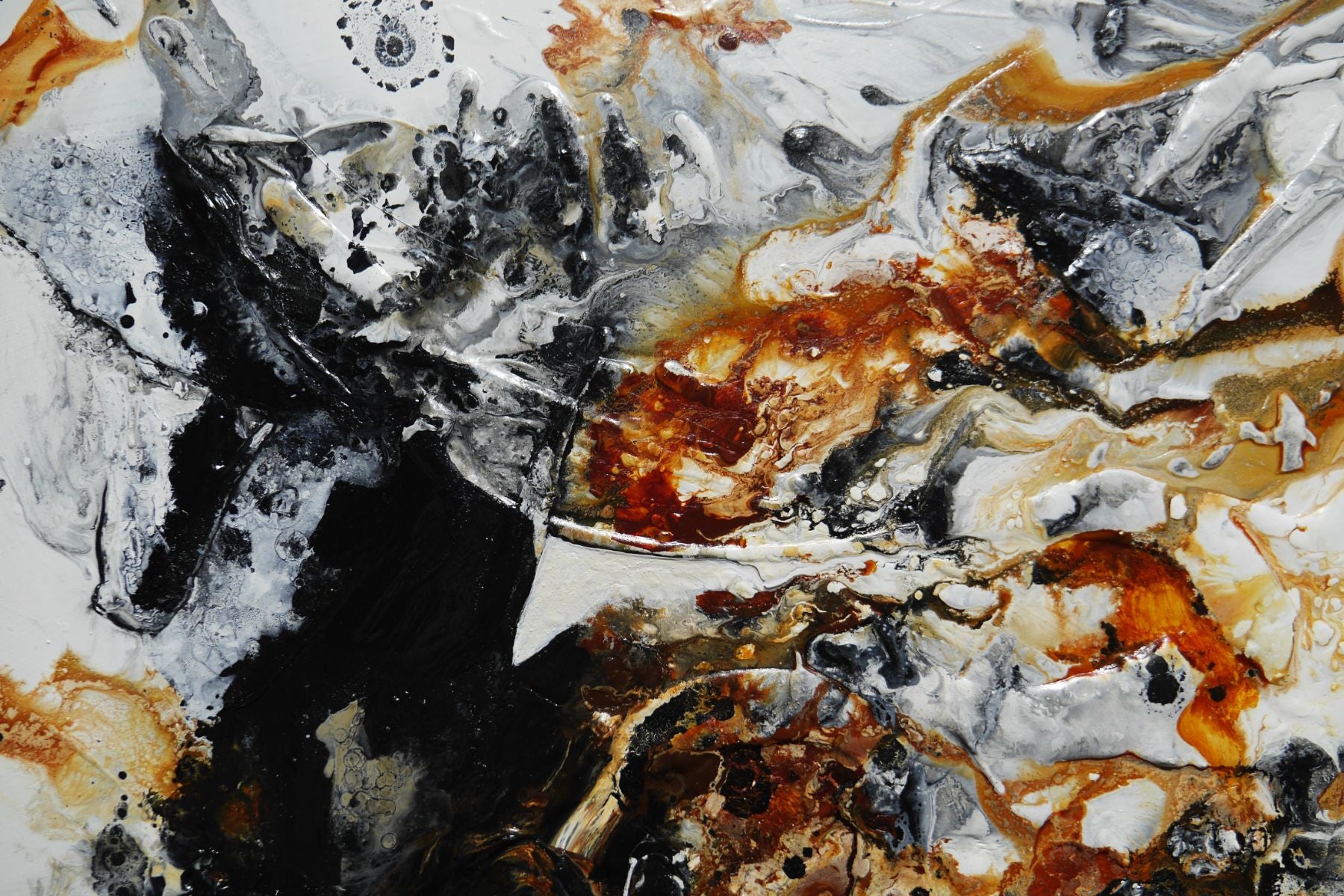 Attainment 160cm x 100cm White Rust Black Textured Abstract Painting