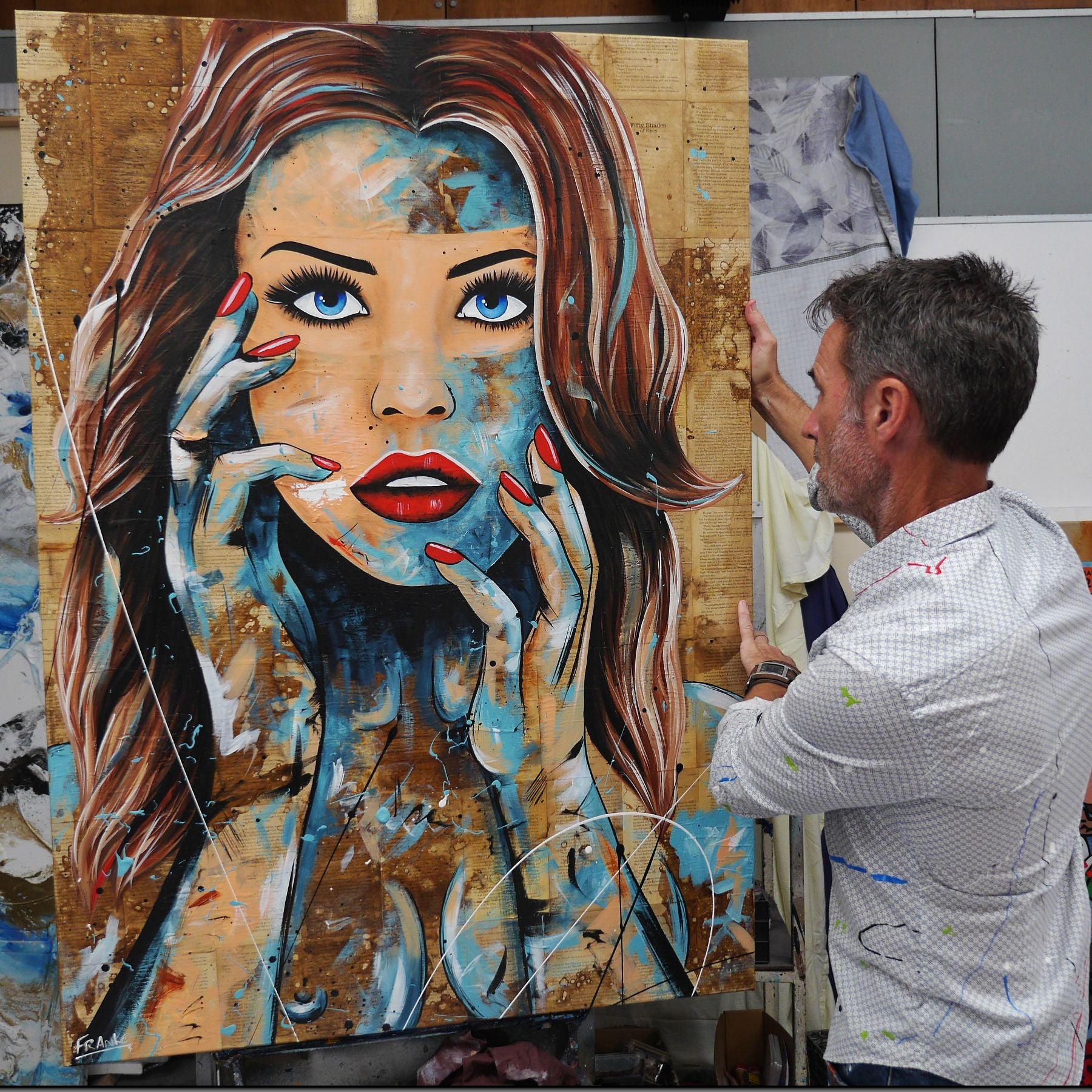 Crave 140cm x 100cm Sexy Woman Abstract Realism Book Club Painting (SOLD)-book club-[Franko_Artist]-[The_Block]-[Dream_Homes]-[ideas]- [Grand_Designs]-Franklin Art Studio