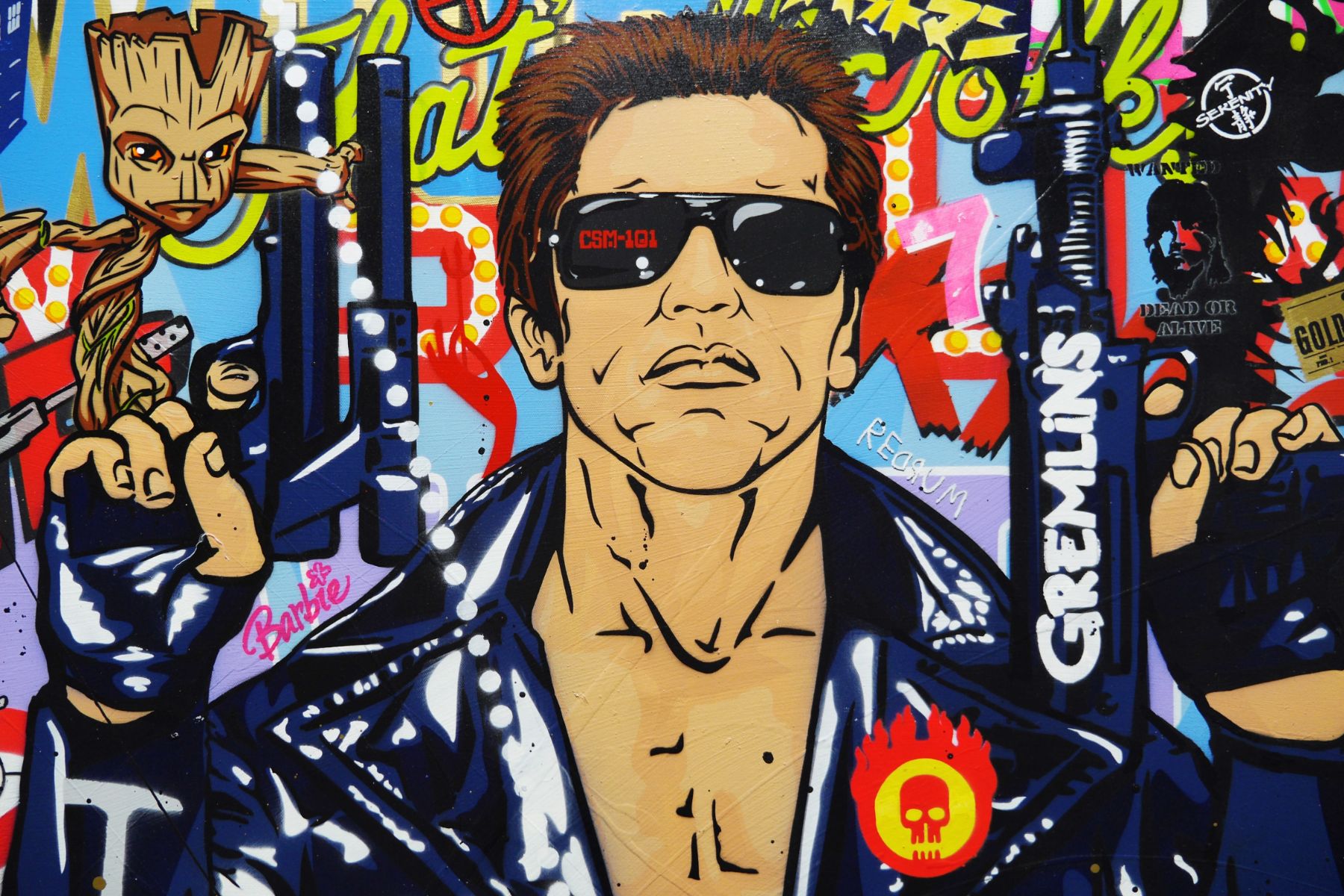 Legendary 190cm x 100cm Terminator Textured Urban Pop Art Painting