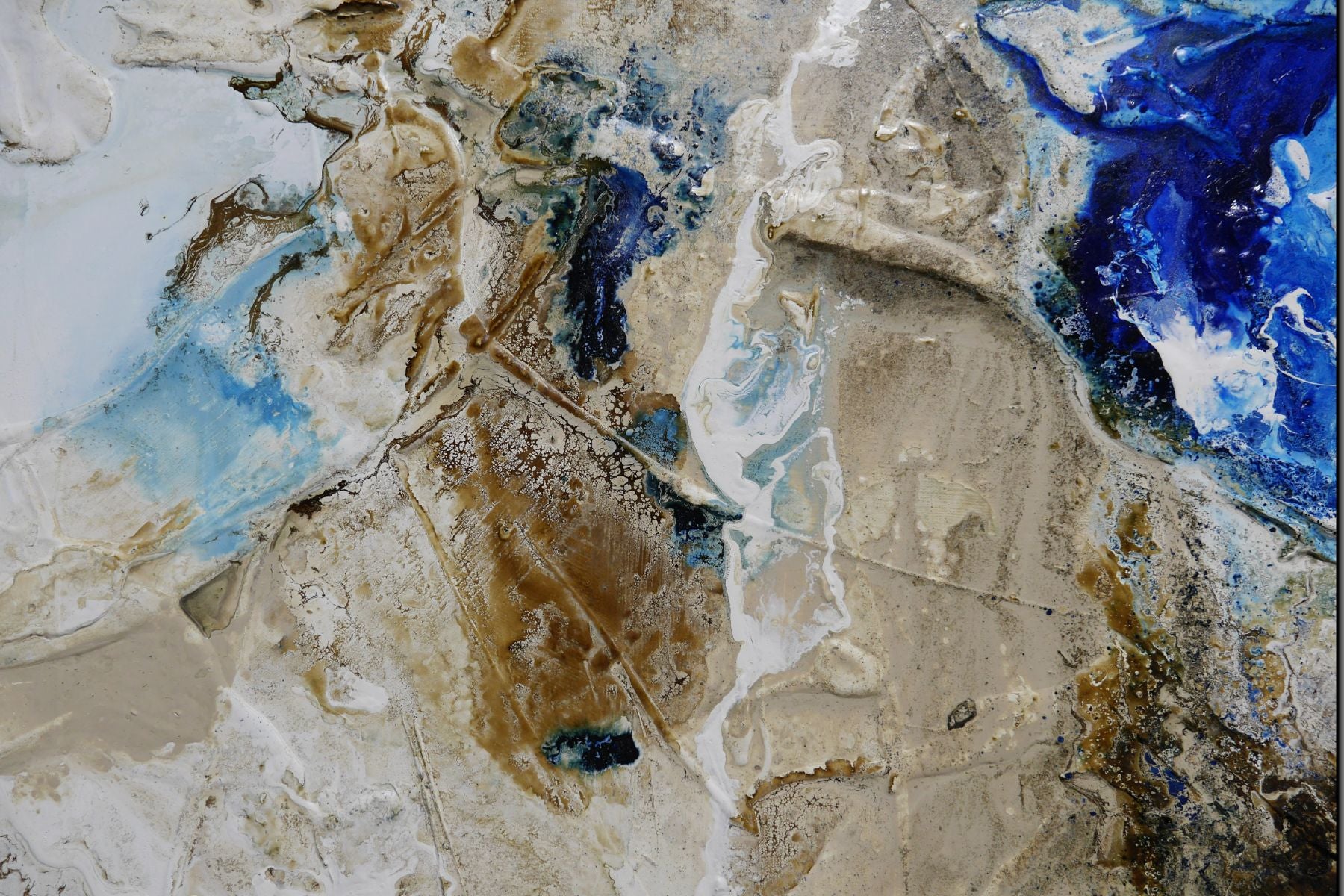Pure Casbah 250cm x 150cm White Blue Honey Textured Abstract Painting (SOLD)
