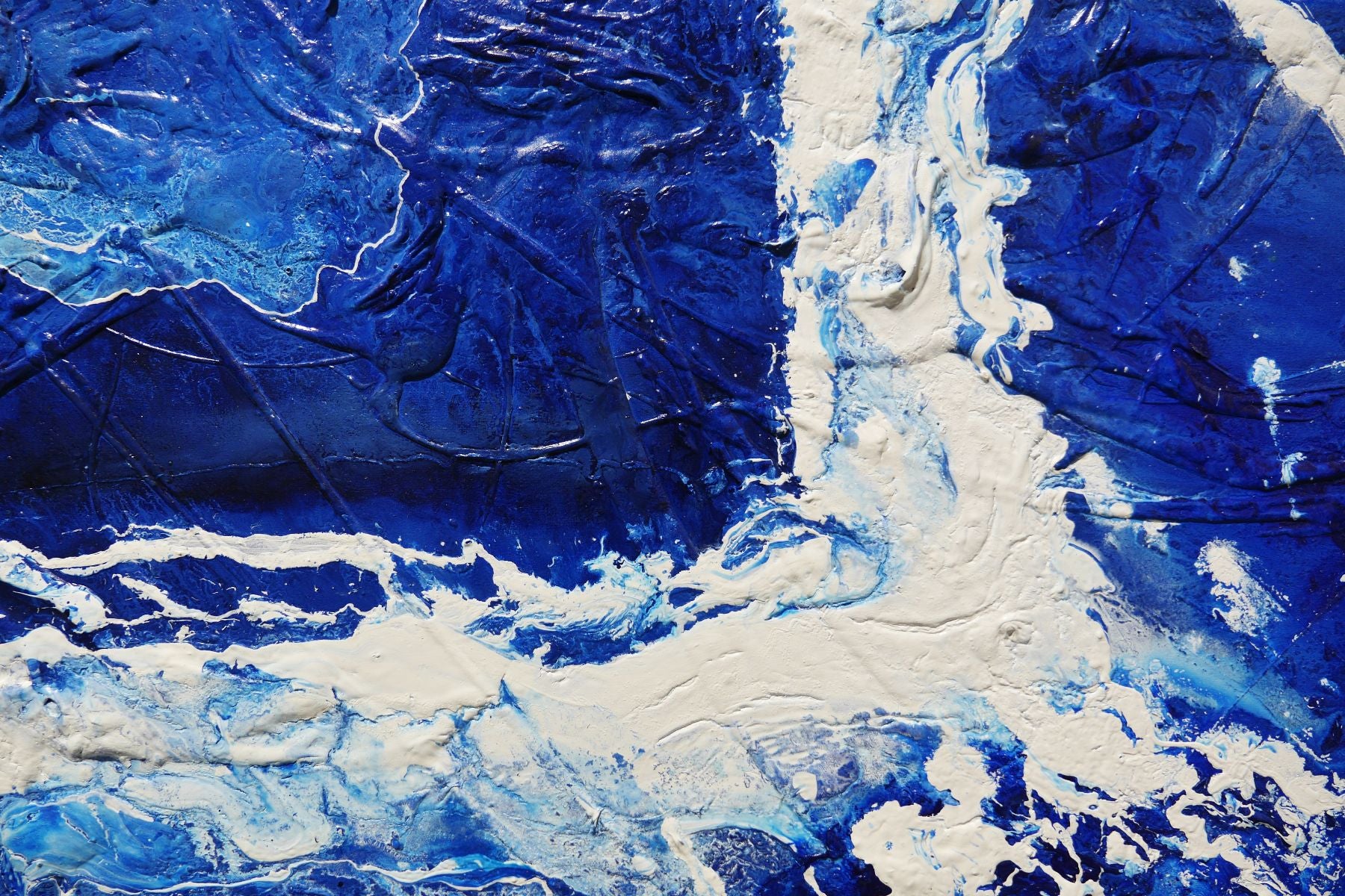 Blue Reflex 240cm x 100cm Textured Abstract Painting
