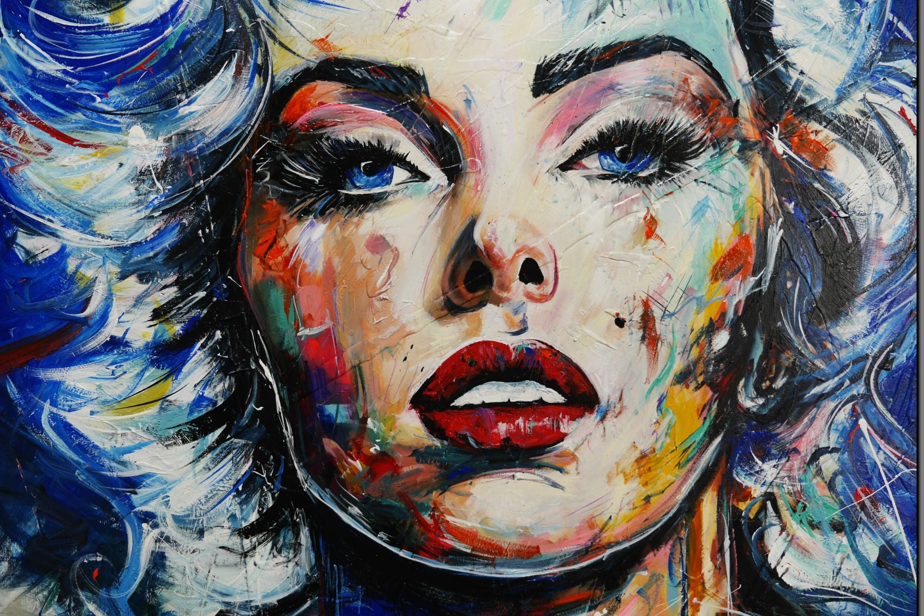 Bombshell 150cm x 150cm Marilyn Monroe Abstract Realism Textured Painting Floater Frame Inc.
